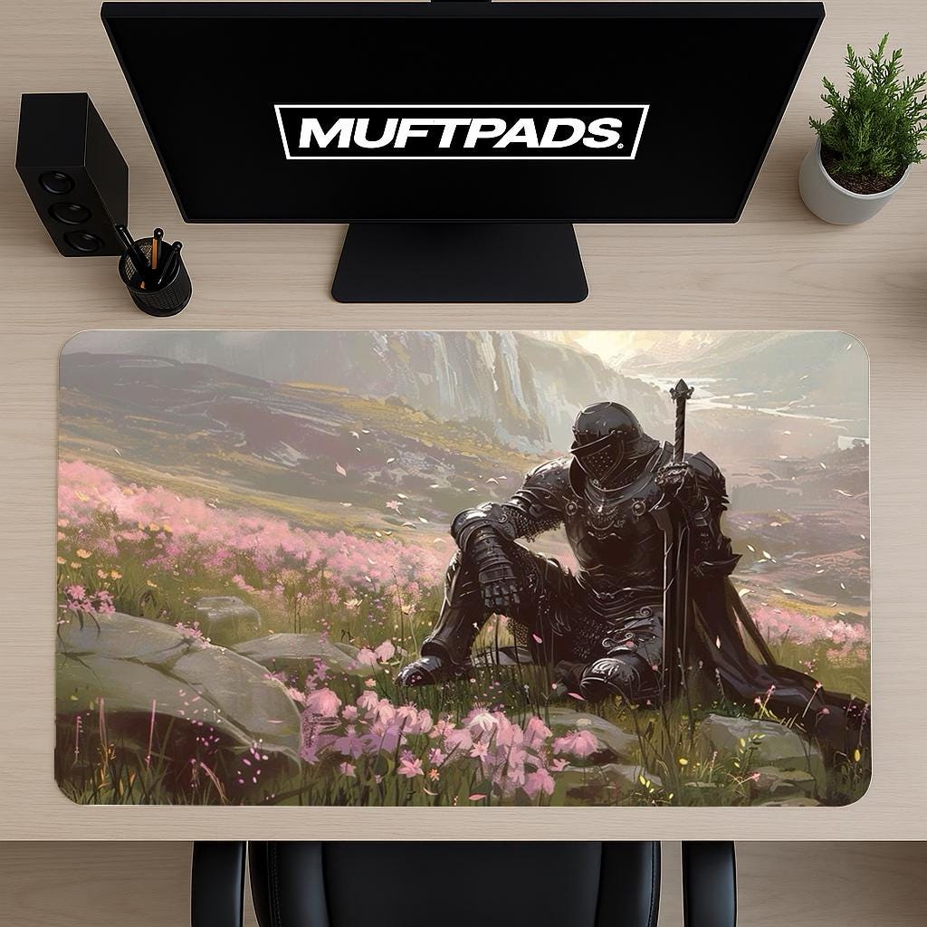 Dark Souls Knight Desk Mat - XL Gaming Mouse Pad - Video Game Decor for Gamers and Elden Ring Inspired