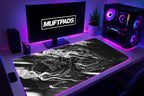 Black and White Dragon Mouse Pad, Mythical Fantasy Desk Mat, Oriental Ink Style Illustration, Unique Gift for Mythology Fans