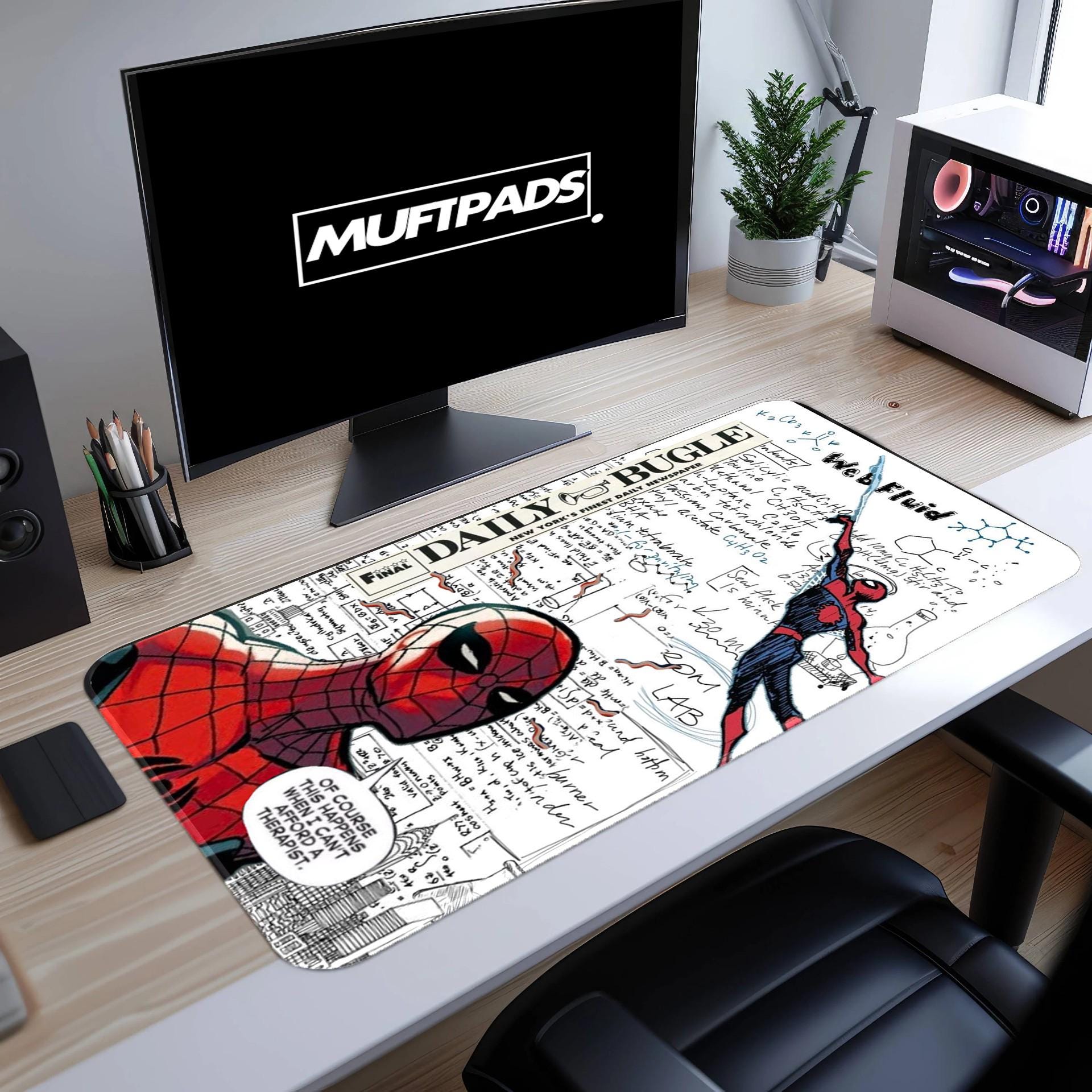 Spider-Man Comic Strip Mouse Pad – Vintage Marvel Panels with Daily Bugle News, Hero Desk Mat, Superhero Fan Gift
