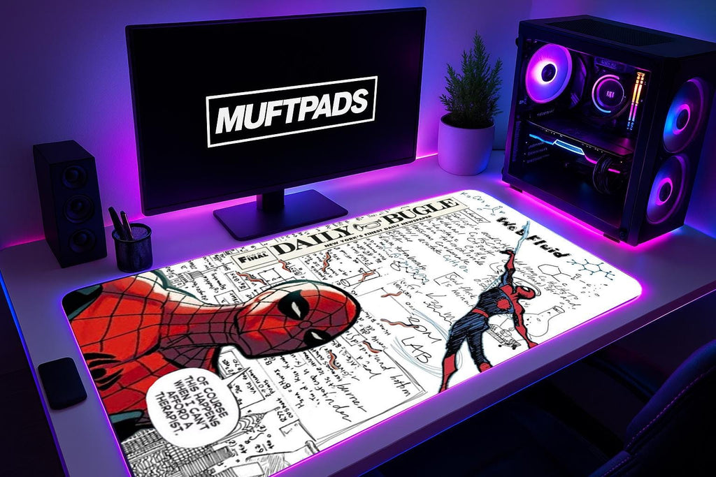 Spider-Man Comic Strip Mouse Pad – Vintage Marvel Panels with Daily Bugle News, Hero Desk Mat, Superhero Fan Gift