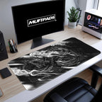 Black and White Dragon Mouse Pad, Mythical Fantasy Desk Mat, Oriental Ink Style Illustration, Unique Gift for Mythology Fans