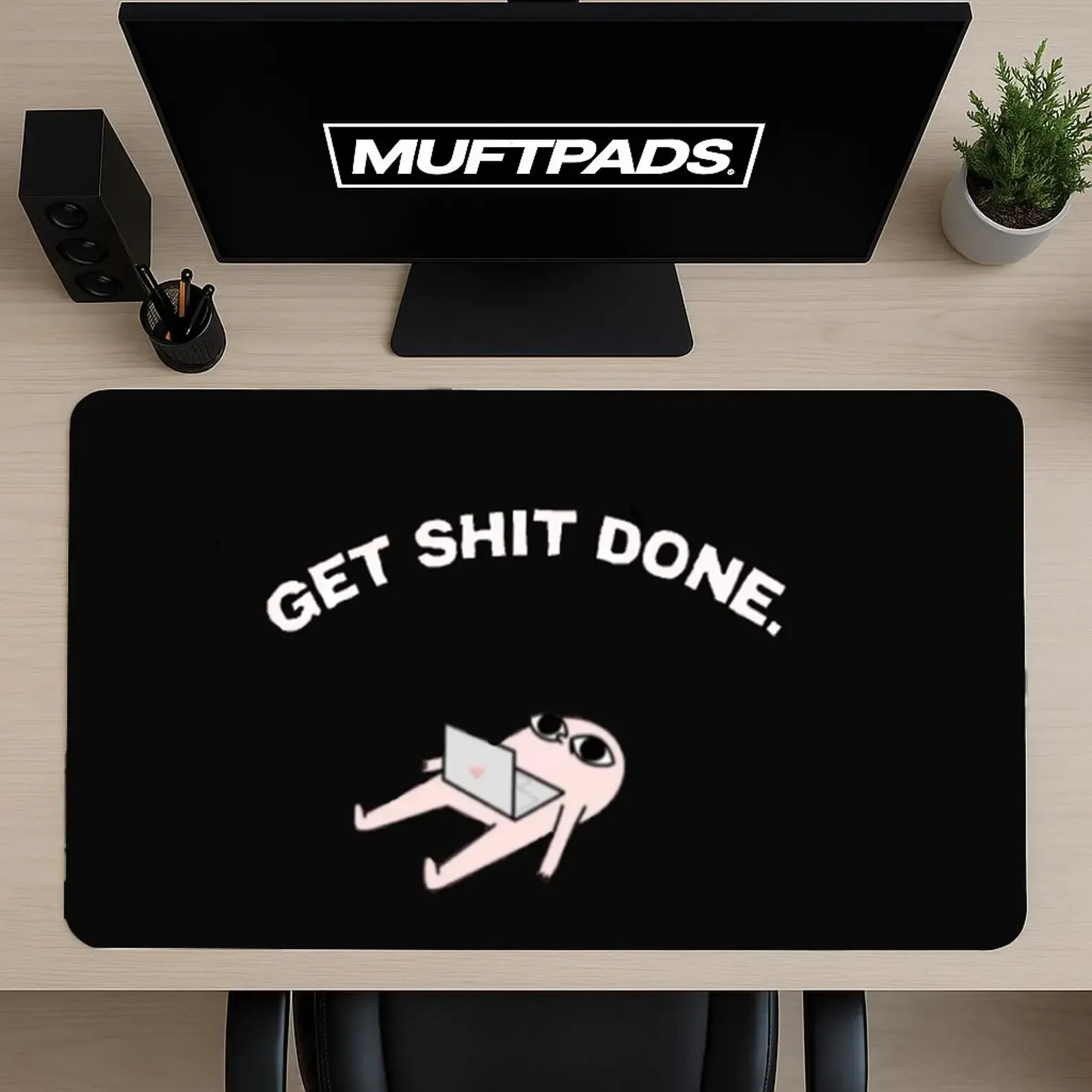 Motivational Quote Mouse Pad – Get S**t Done Desk Mat – Productivity Setup