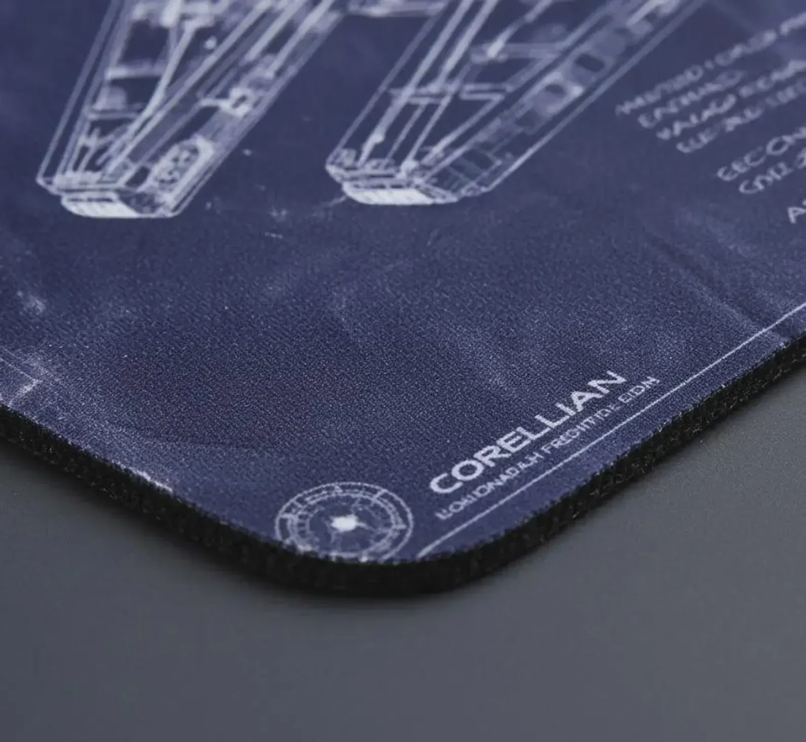 Sci-Fi Spaceship Blueprint Mouse Pad, Galactic Starship Desk Mat, Space Gamer Setup