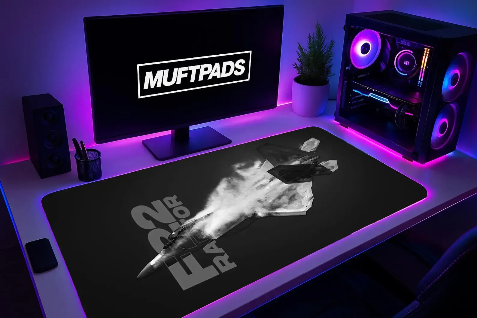 Stealth Fighter Jet Mouse Pad – Modern Military Aircraft Desk Mat – Dark Gaming Setup