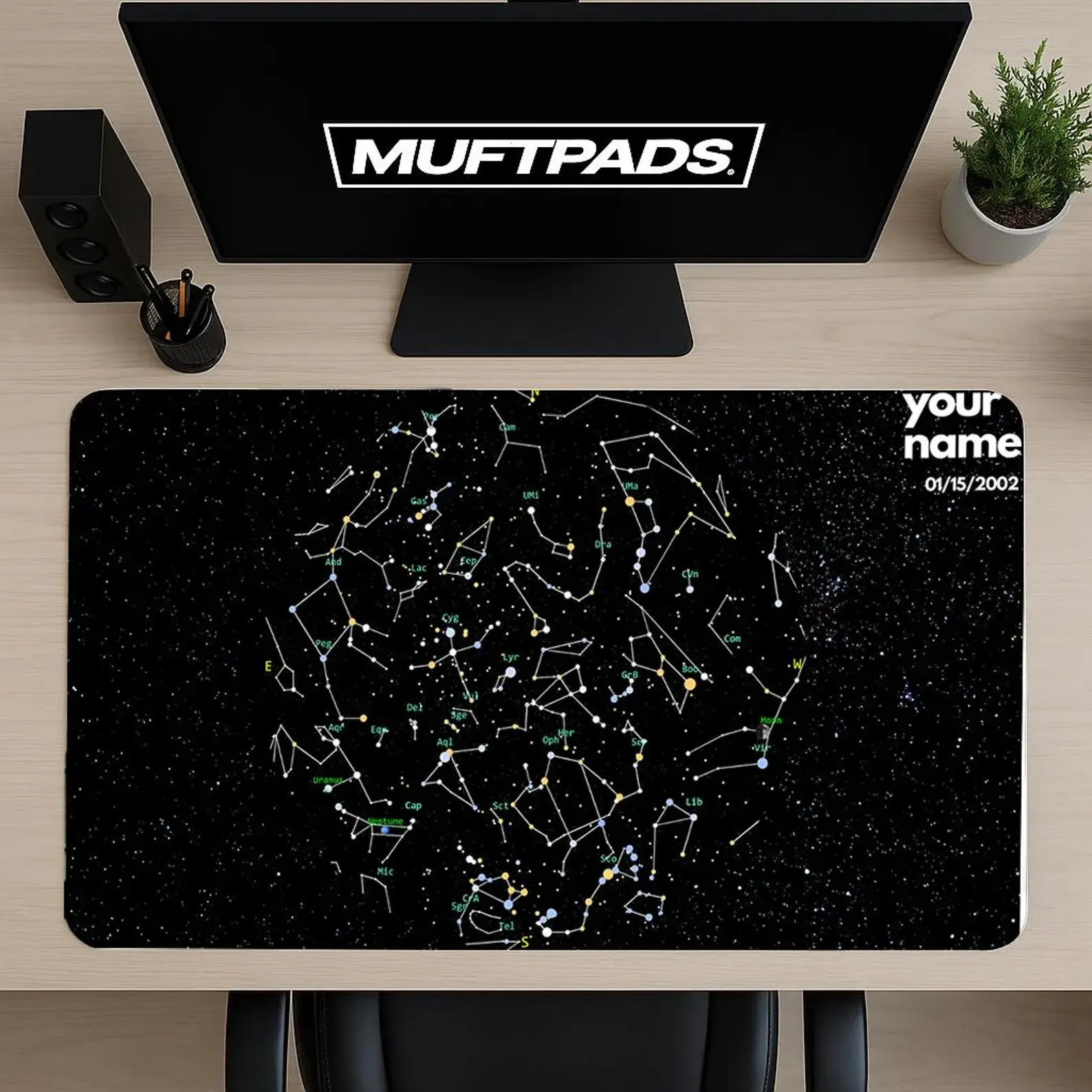 Custom Star Map Mouse Pad – Personalized Night Sky Constellation Desk Mat – Astronomy Chart Design