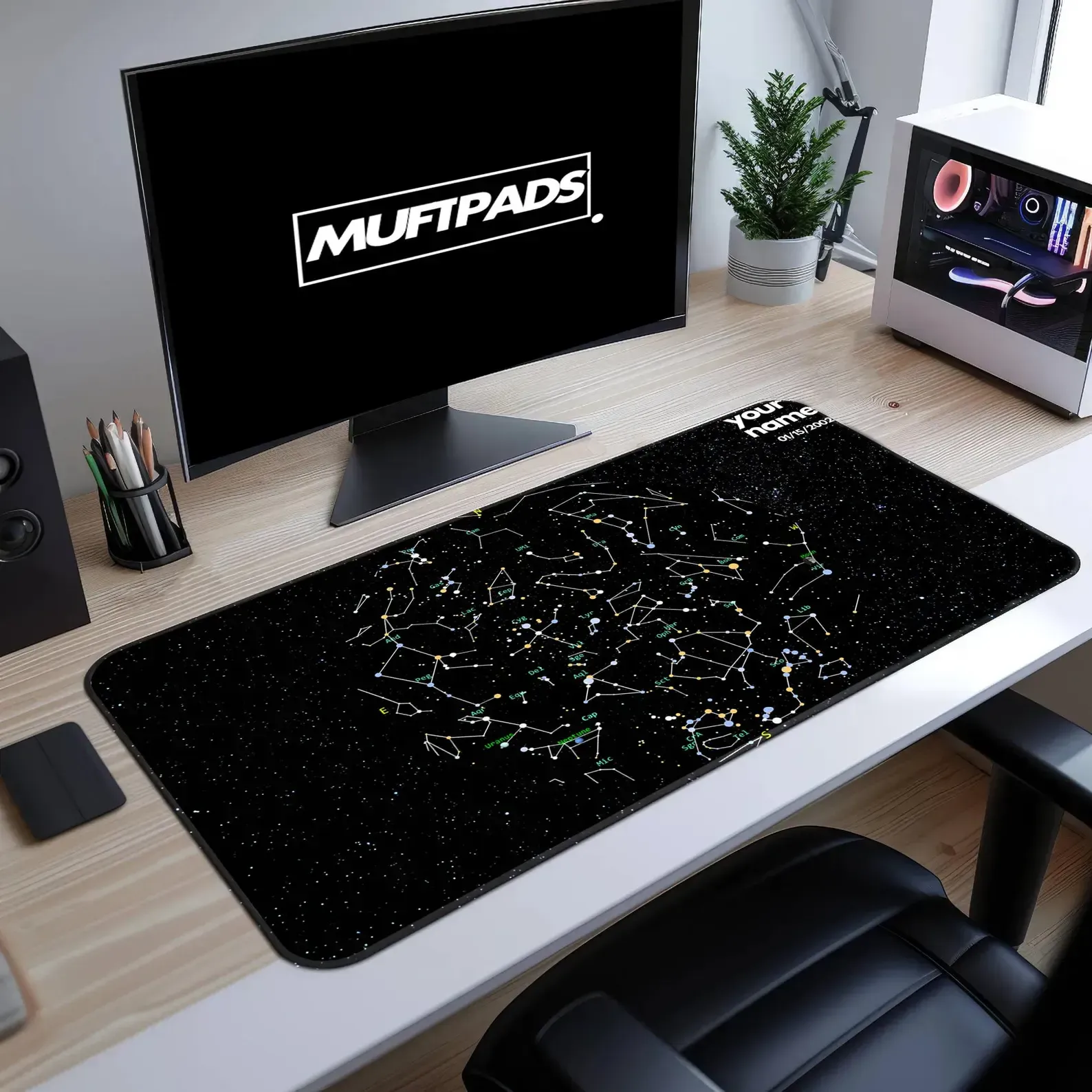 Custom Star Map Mouse Pad – Personalized Night Sky Constellation Desk Mat – Astronomy Chart Design