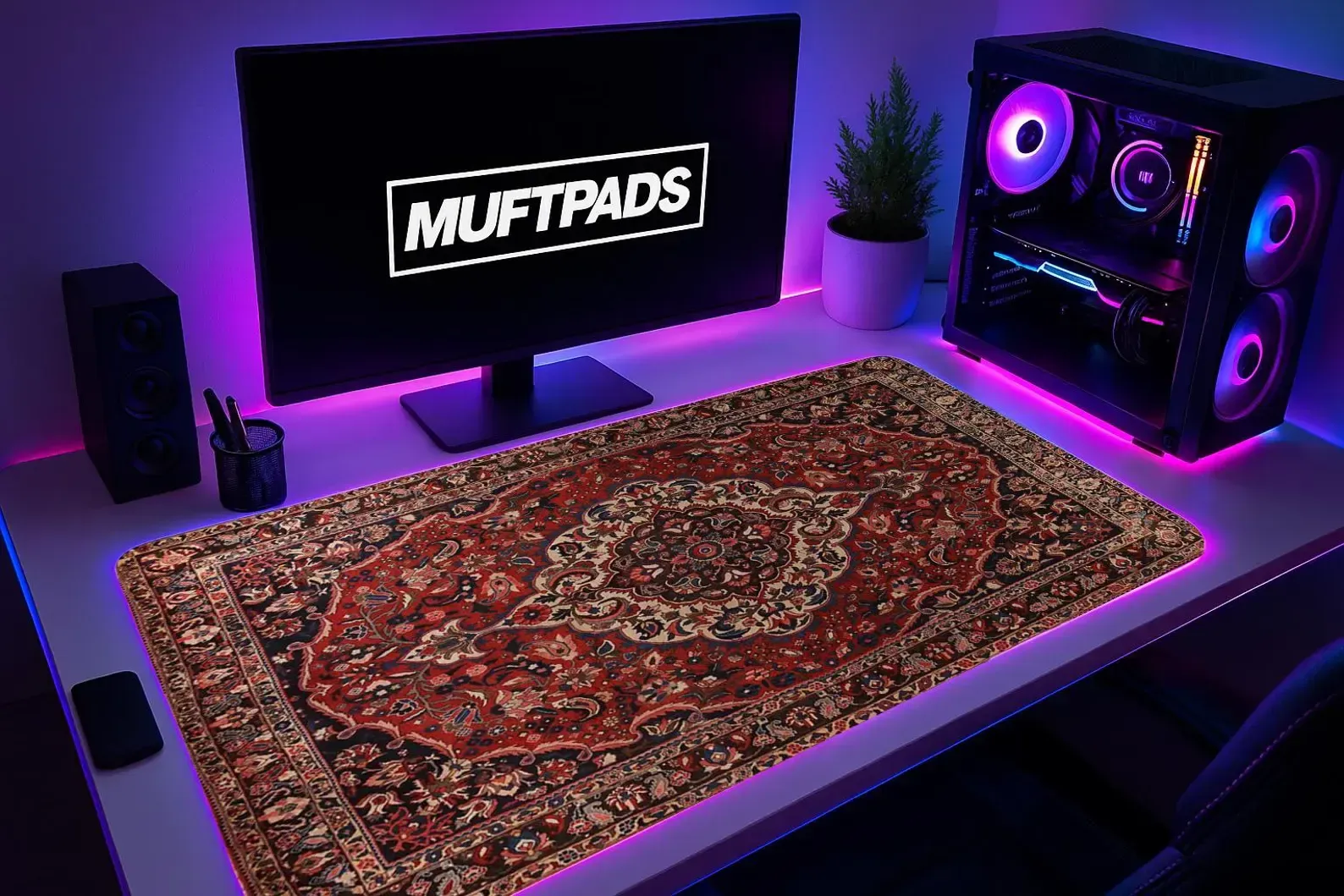 Turkish Rug Pattern Desk Mat Mouse Pad – Vintage Oriental Carpet Style
