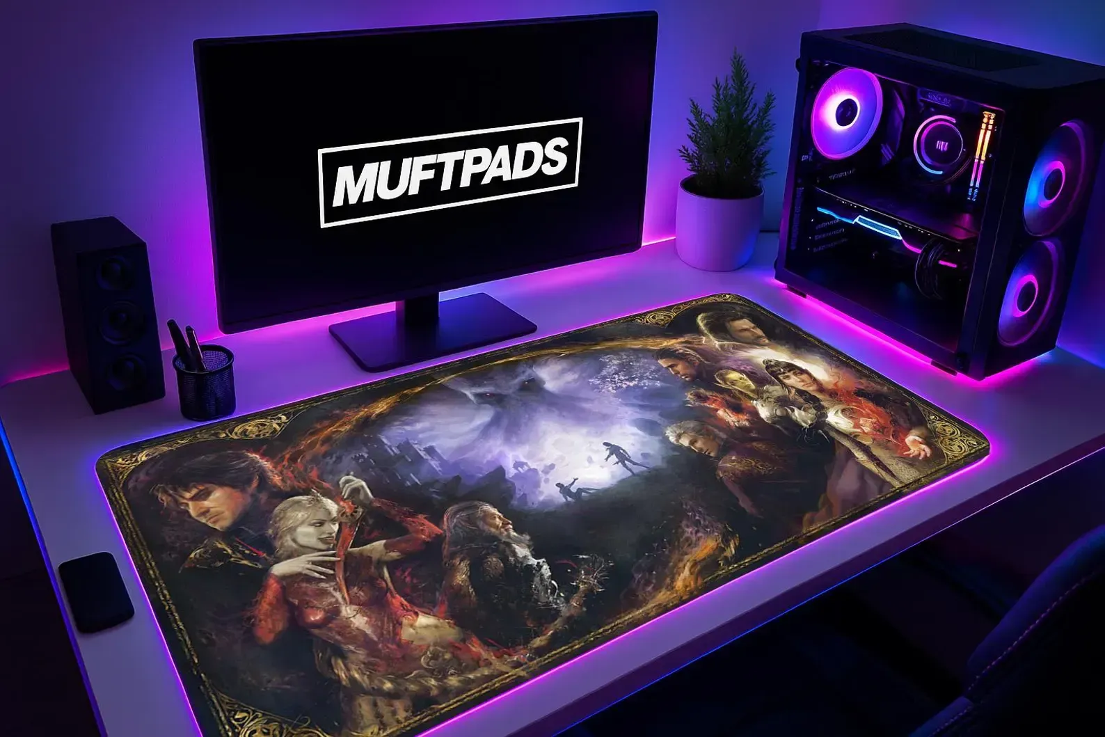 Fantasy RPG Gaming Mouse Pad, Dark Adventure Desk Mat, Non-Slip Neoprene XXL Setup