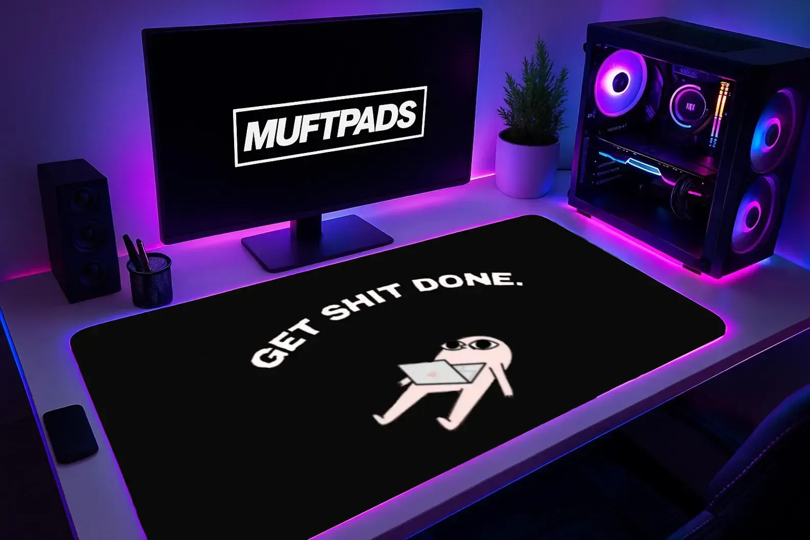 Motivational Quote Mouse Pad – Get S**t Done Desk Mat – Productivity Setup