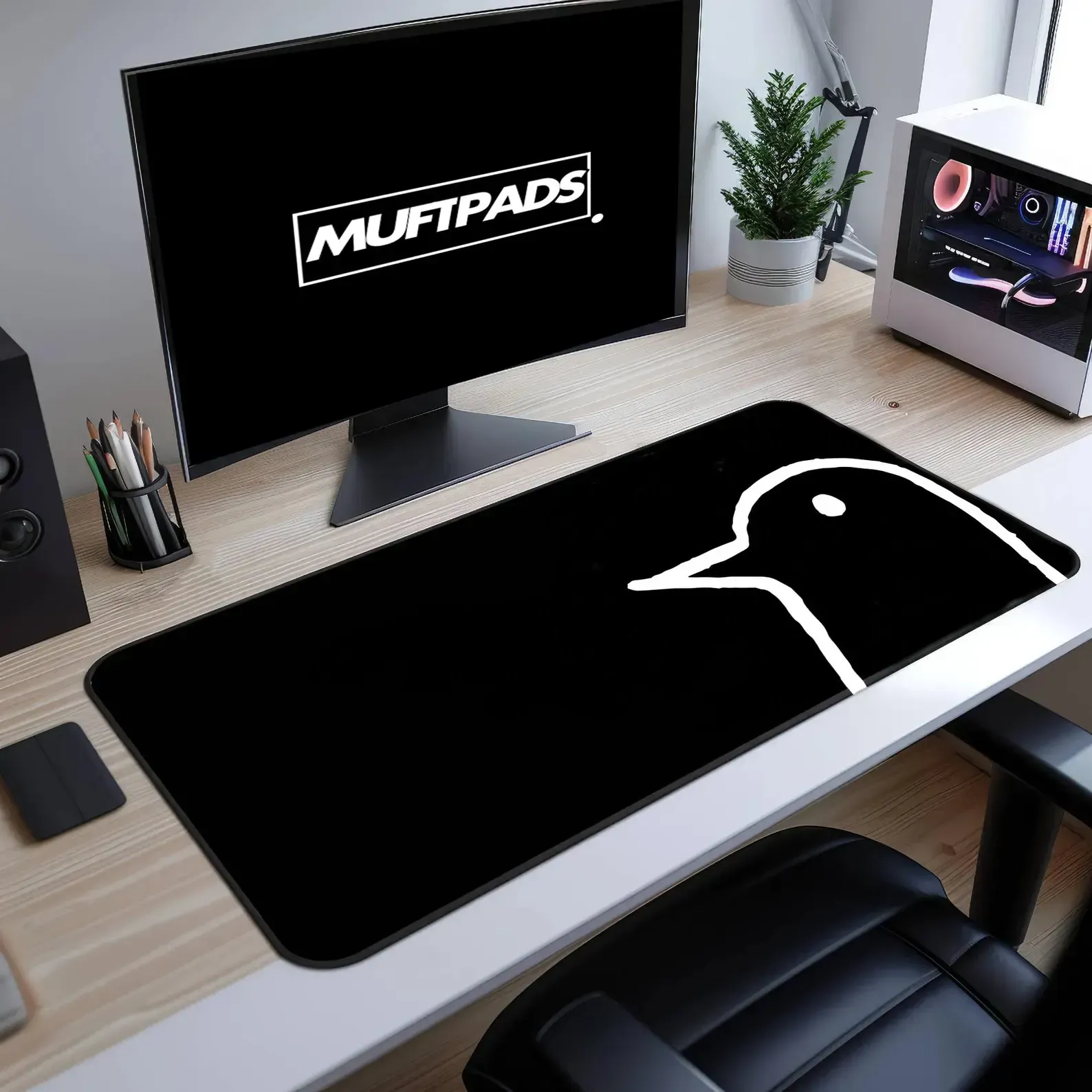 Oyasumi Punpun Mouse Pad Desk Mat – Minimal Black Anime Desk Setup