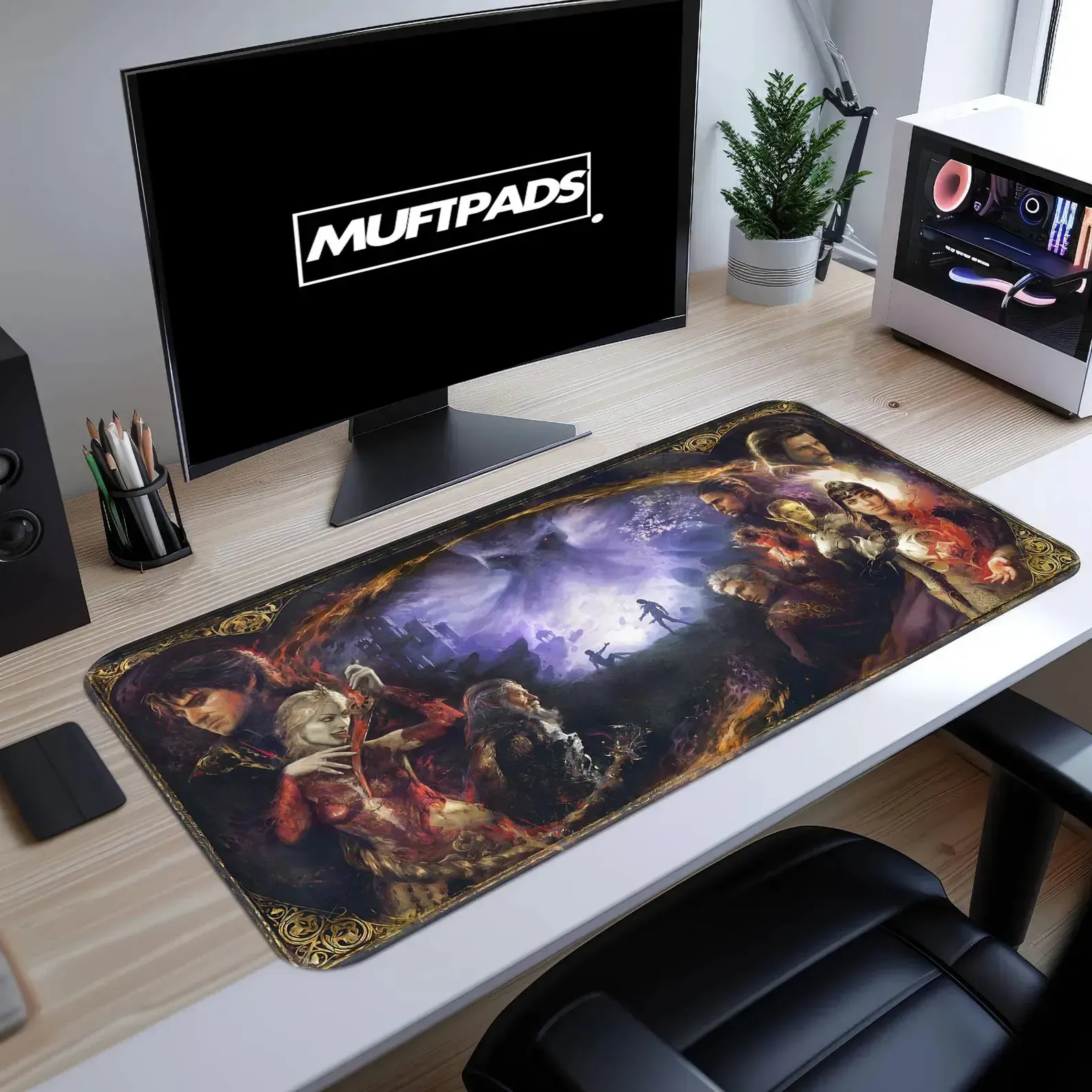 Fantasy RPG Gaming Mouse Pad, Dark Adventure Desk Mat, Non-Slip Neoprene XXL Setup