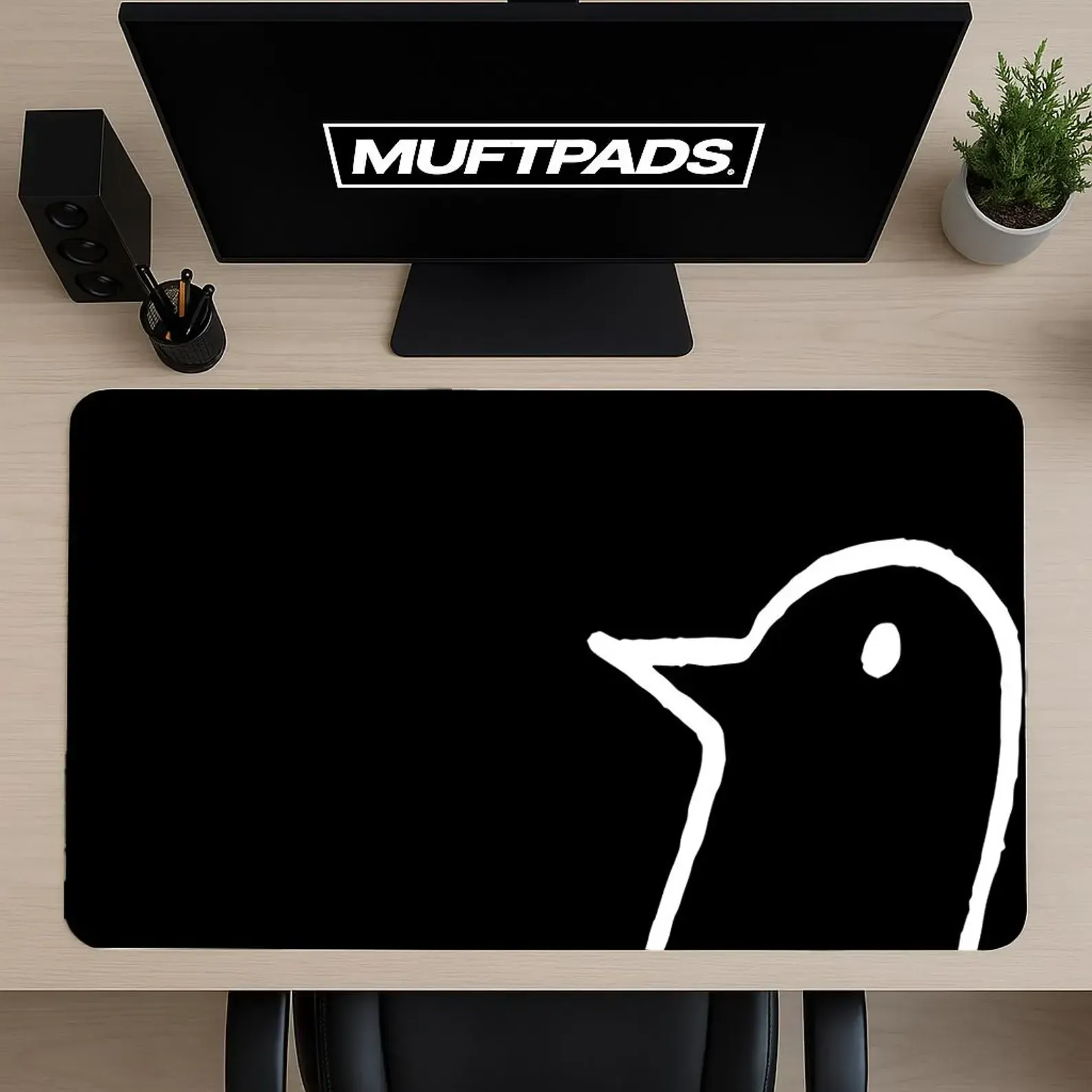 Oyasumi Punpun Mouse Pad Desk Mat – Minimal Black Anime Desk Setup