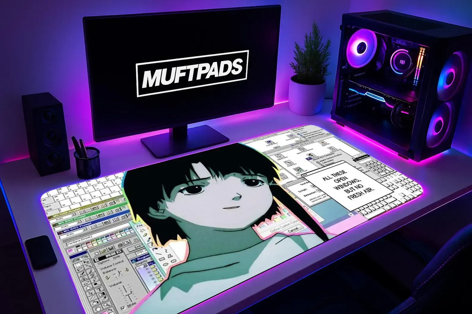 Serial Experiments Lain Desk Mat: Anime Cyberpunk Mousepad