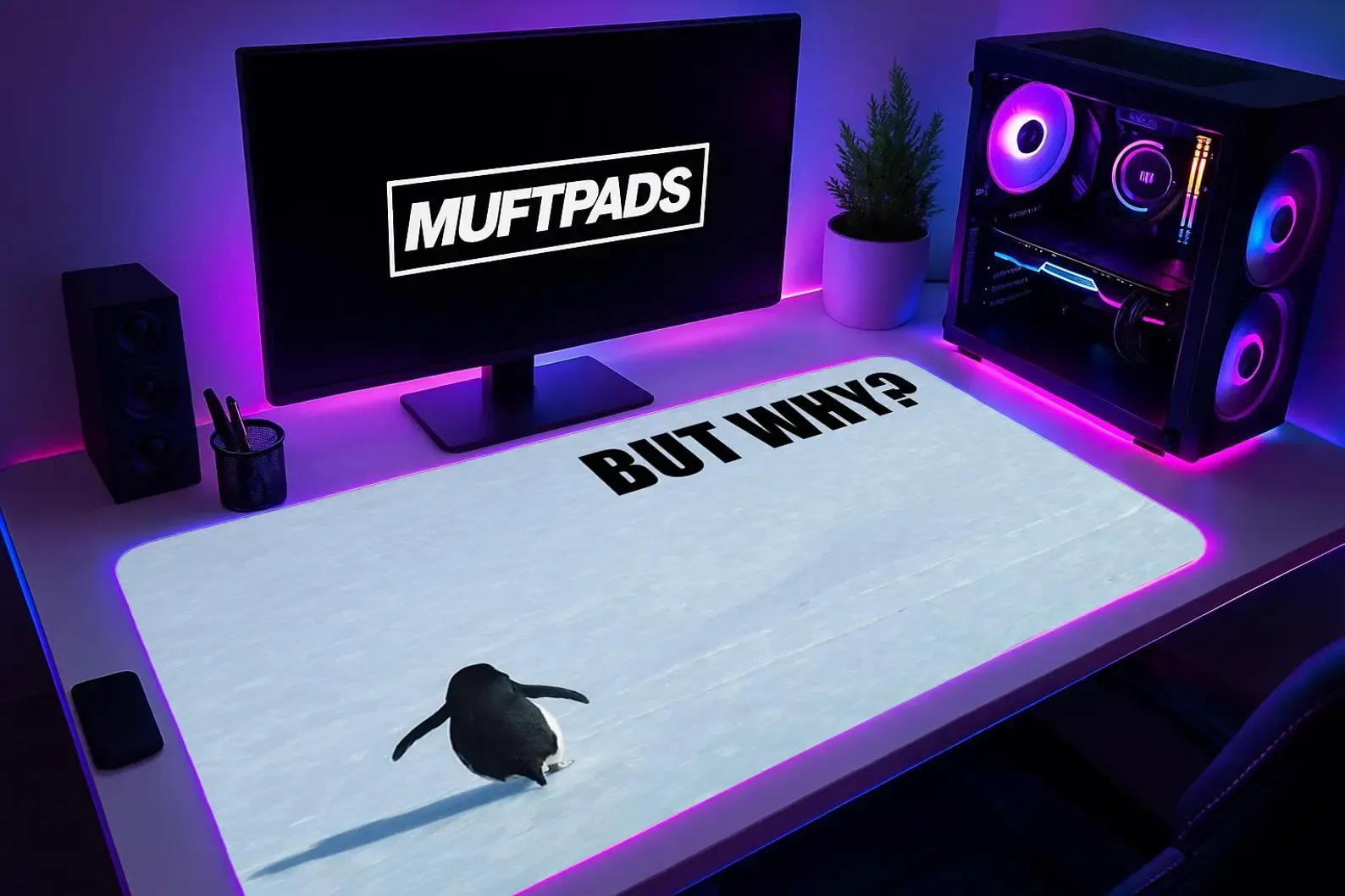 Nihilist Penguin Desk Mat / Mouse Pad Meme Pad