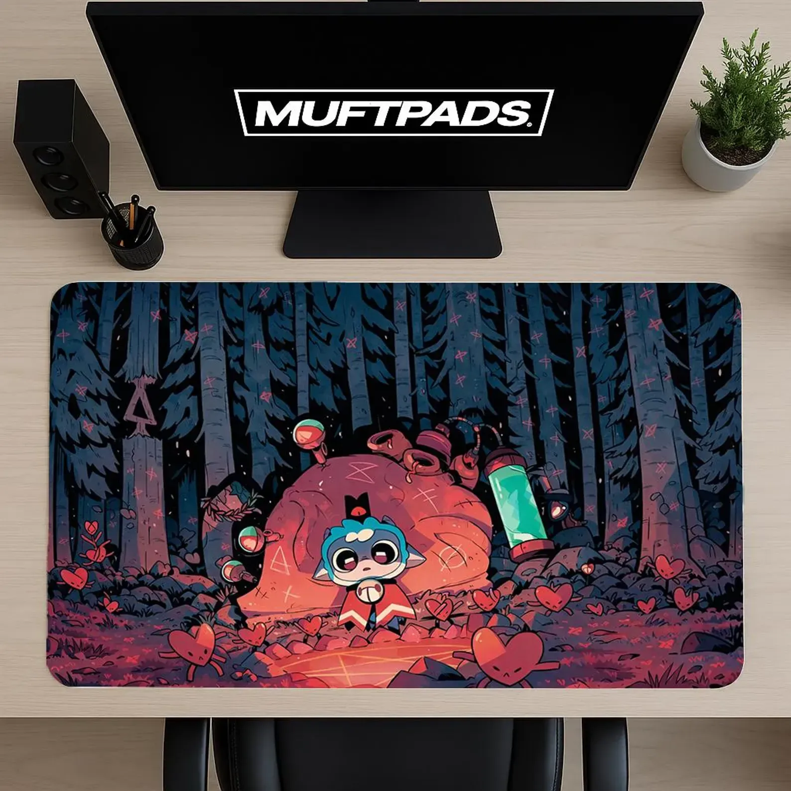 Dark Cult Lamb Desk Mat, Indie Game Inspired Mouse Pad, Occult Gaming Setup
