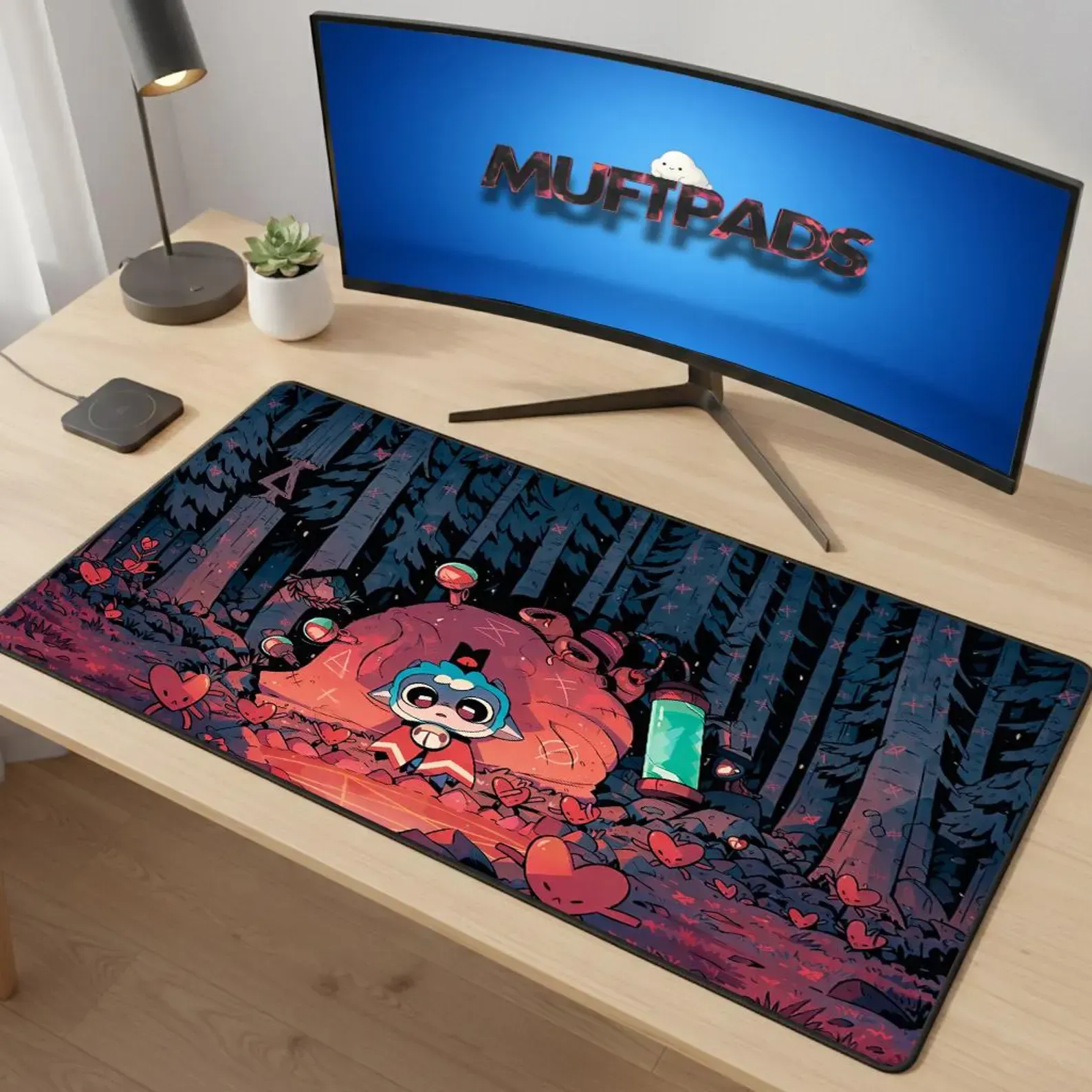Dark Cult Lamb Desk Mat, Indie Game Inspired Mouse Pad, Occult Gaming Setup