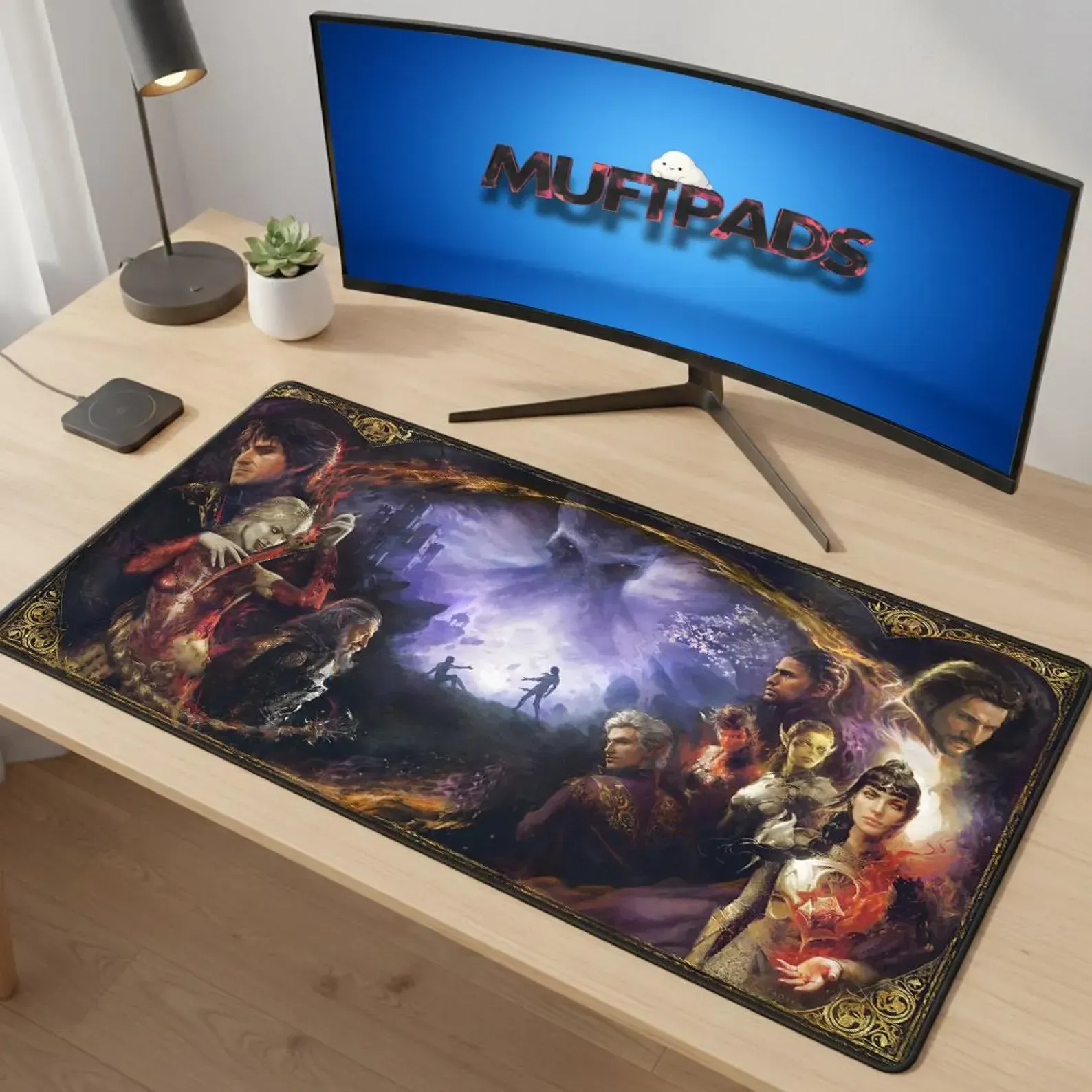 Fantasy RPG Gaming Mouse Pad, Dark Adventure Desk Mat, Non-Slip Neoprene XXL Setup
