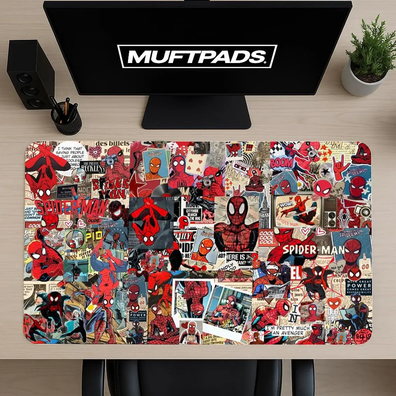 Spiderman Gaming Desk Mat: Large XL Mousepad, Comic Book Design