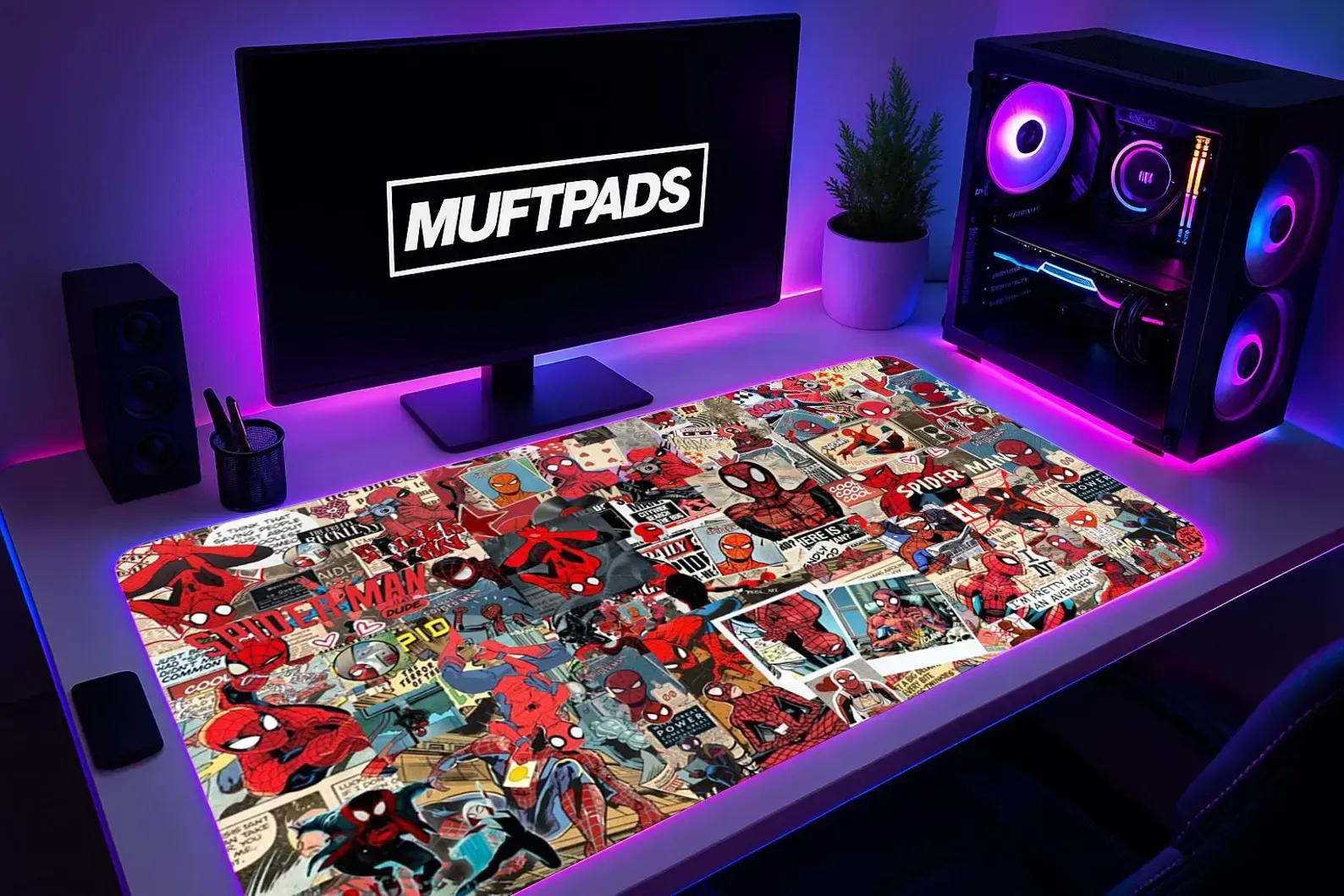 Spiderman Gaming Desk Mat: Large XL Mousepad, Comic Book Design