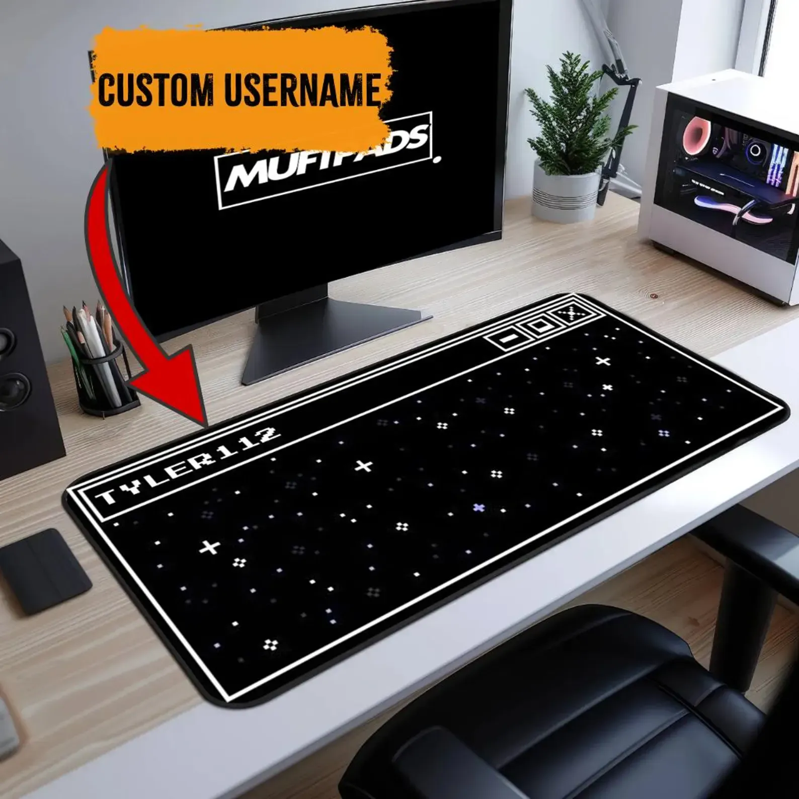 Customized Pixel Stars Gaming Mouse Pad: Retro Sci-Fi Desk Mat Space Galaxy Office Decor