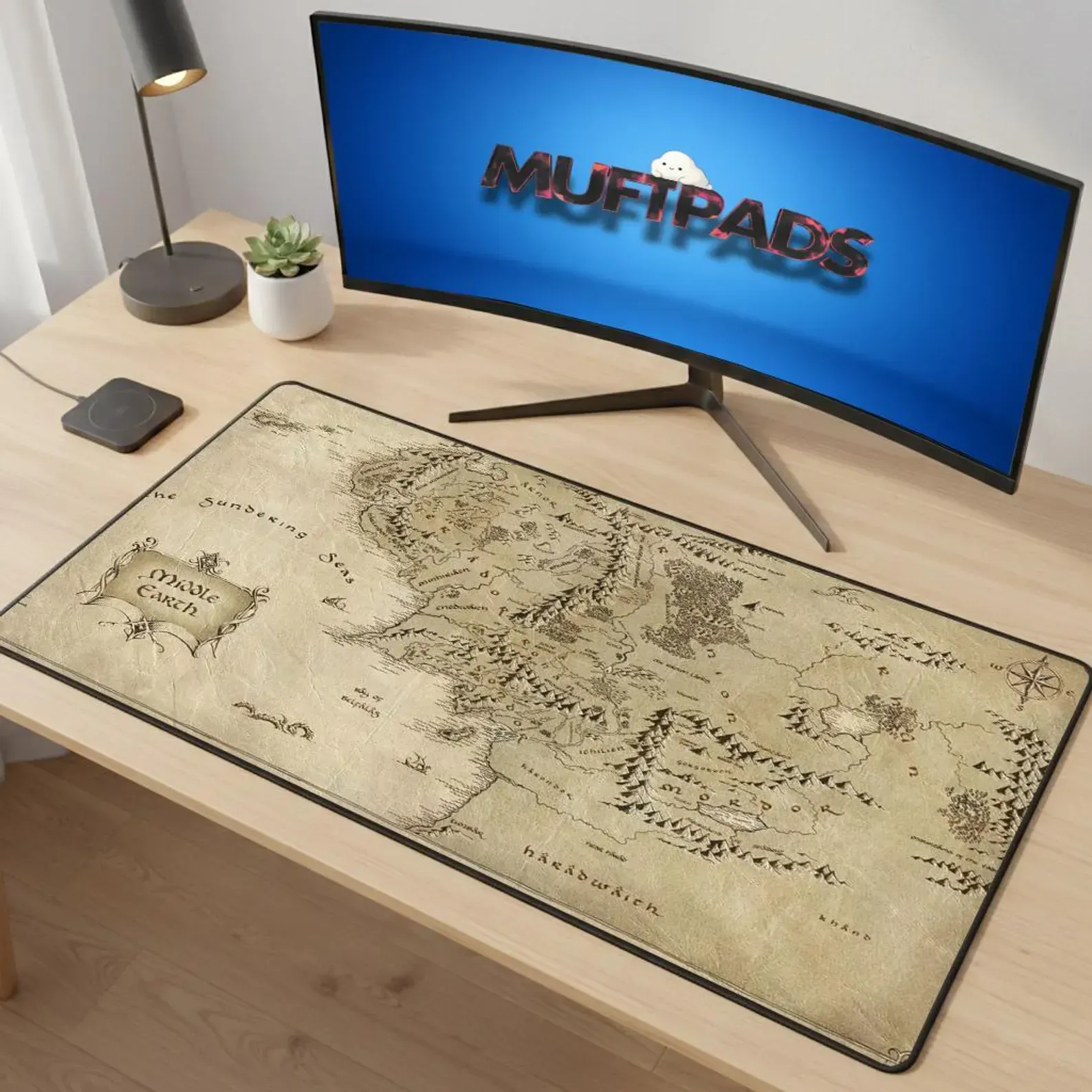 Middle Earth Map Mouse Pad – Lord of the Rings Vintage Fantasy Desk Mat, LOTR Gaming Setup Decor, Gift for Tolkien Fans