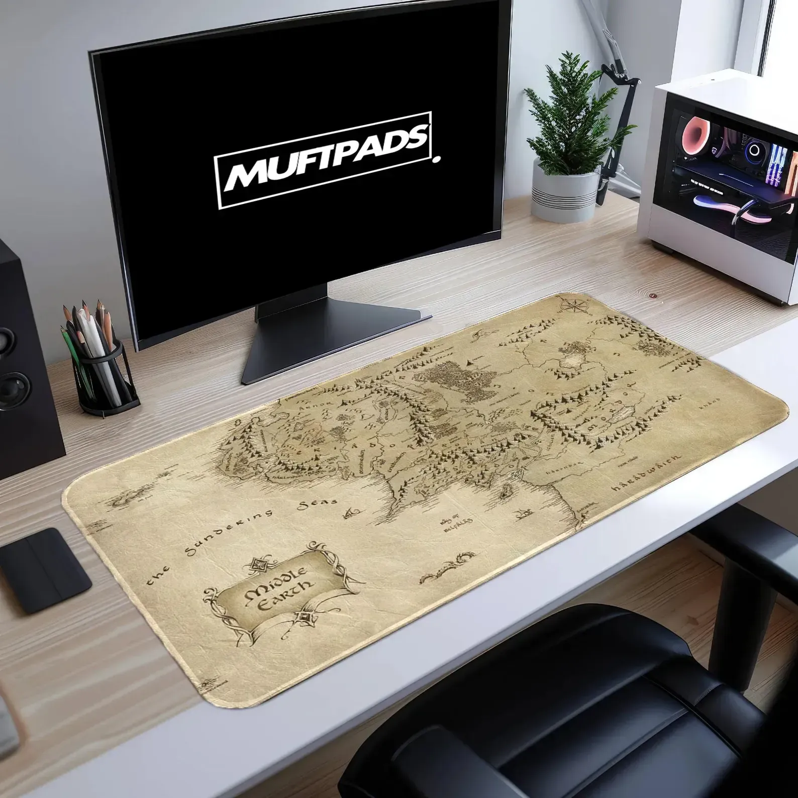 Middle Earth Map Mouse Pad – Lord of the Rings Vintage Fantasy Desk Mat, LOTR Gaming Setup Decor, Gift for Tolkien Fans