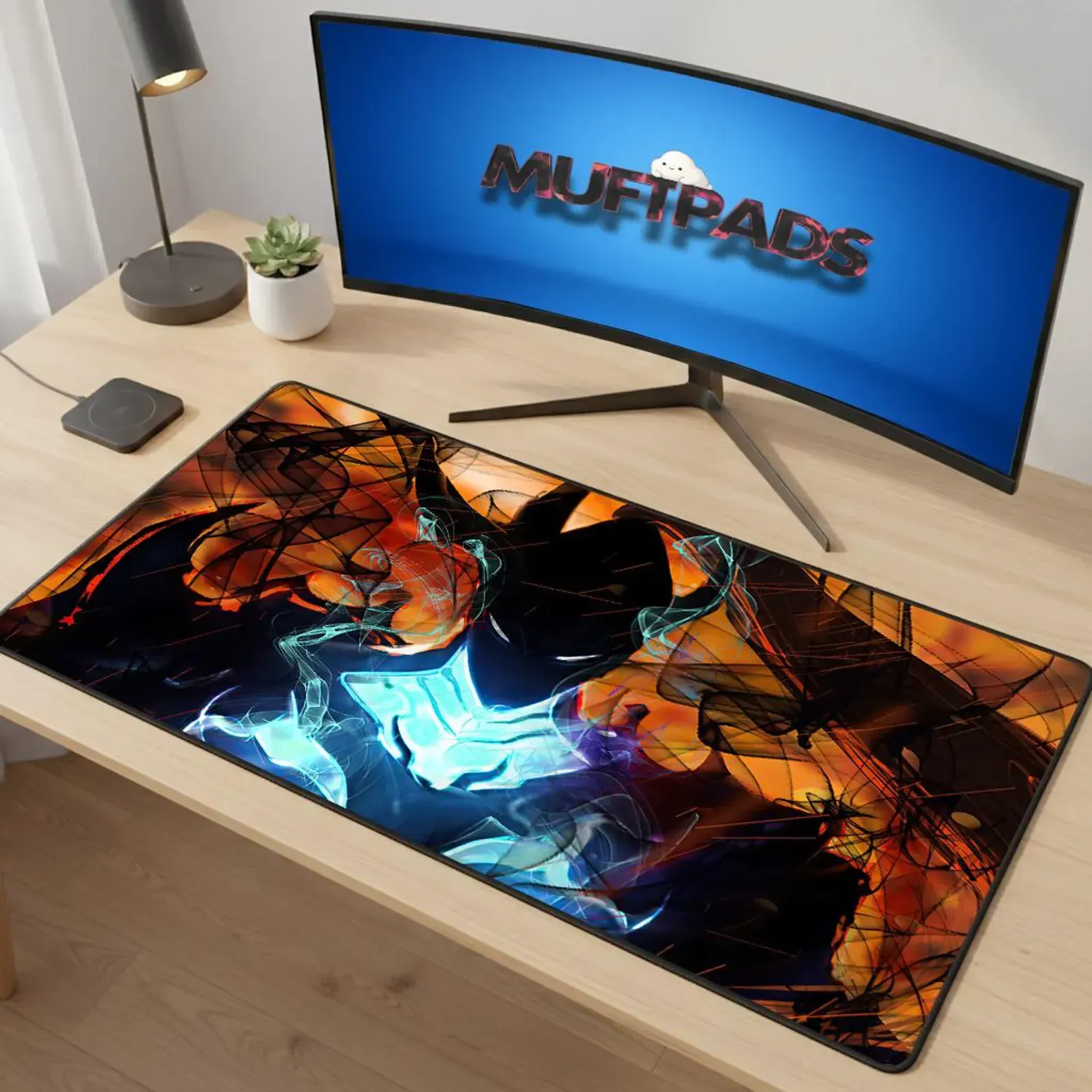 Dark Fantasy Knight Mouse Pad, Shadow Warrior Gaming Desk Mat, Anime-Inspired Artwork