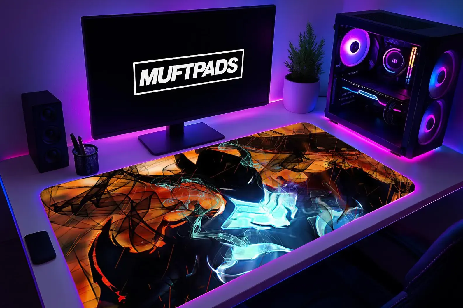 Dark Fantasy Knight Mouse Pad, Shadow Warrior Gaming Desk Mat, Anime-Inspired Artwork