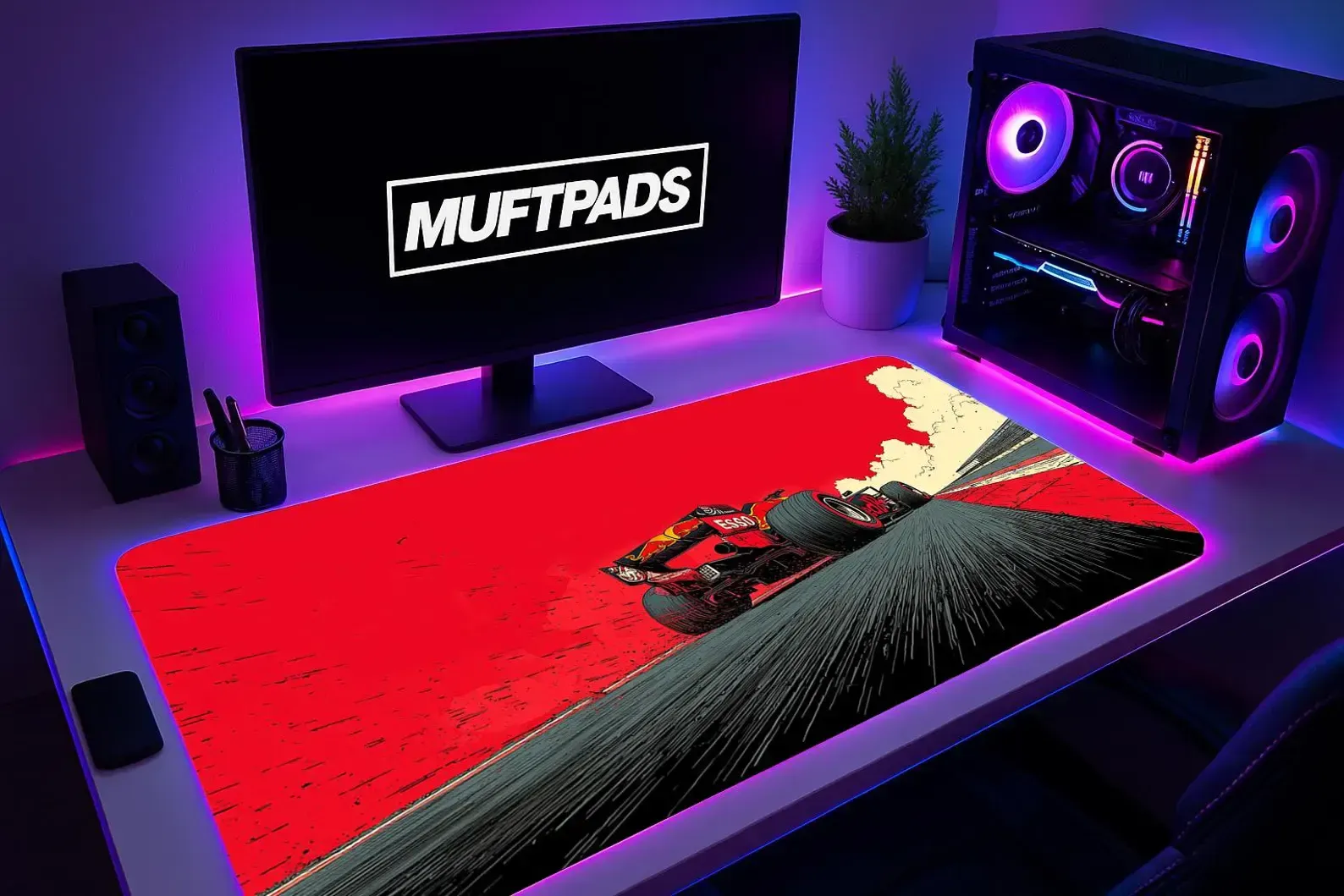 Red F1 Racing Desk Mat | Formula Car Mousepad, Motorsport Decor