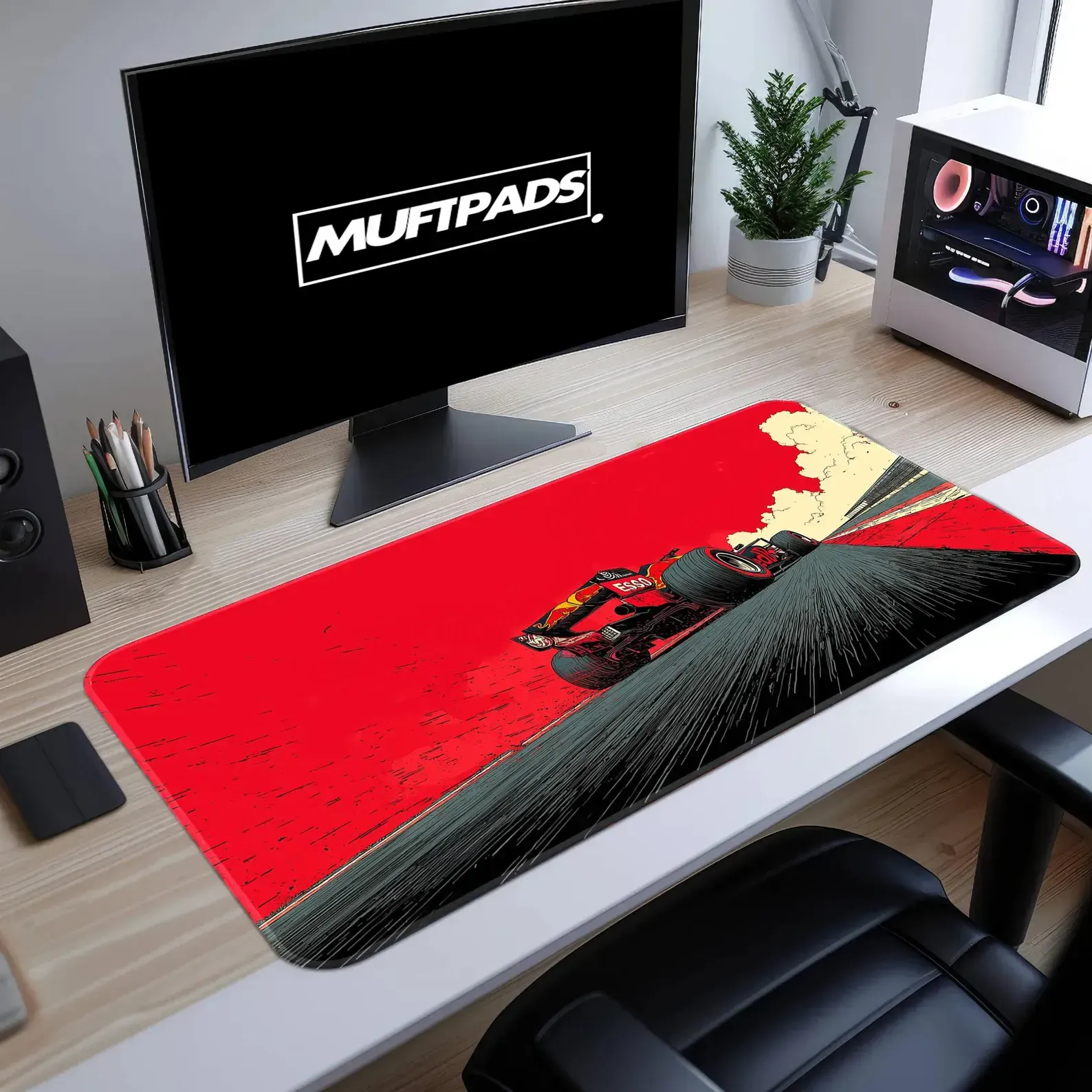Red F1 Racing Desk Mat | Formula Car Mousepad, Motorsport Decor