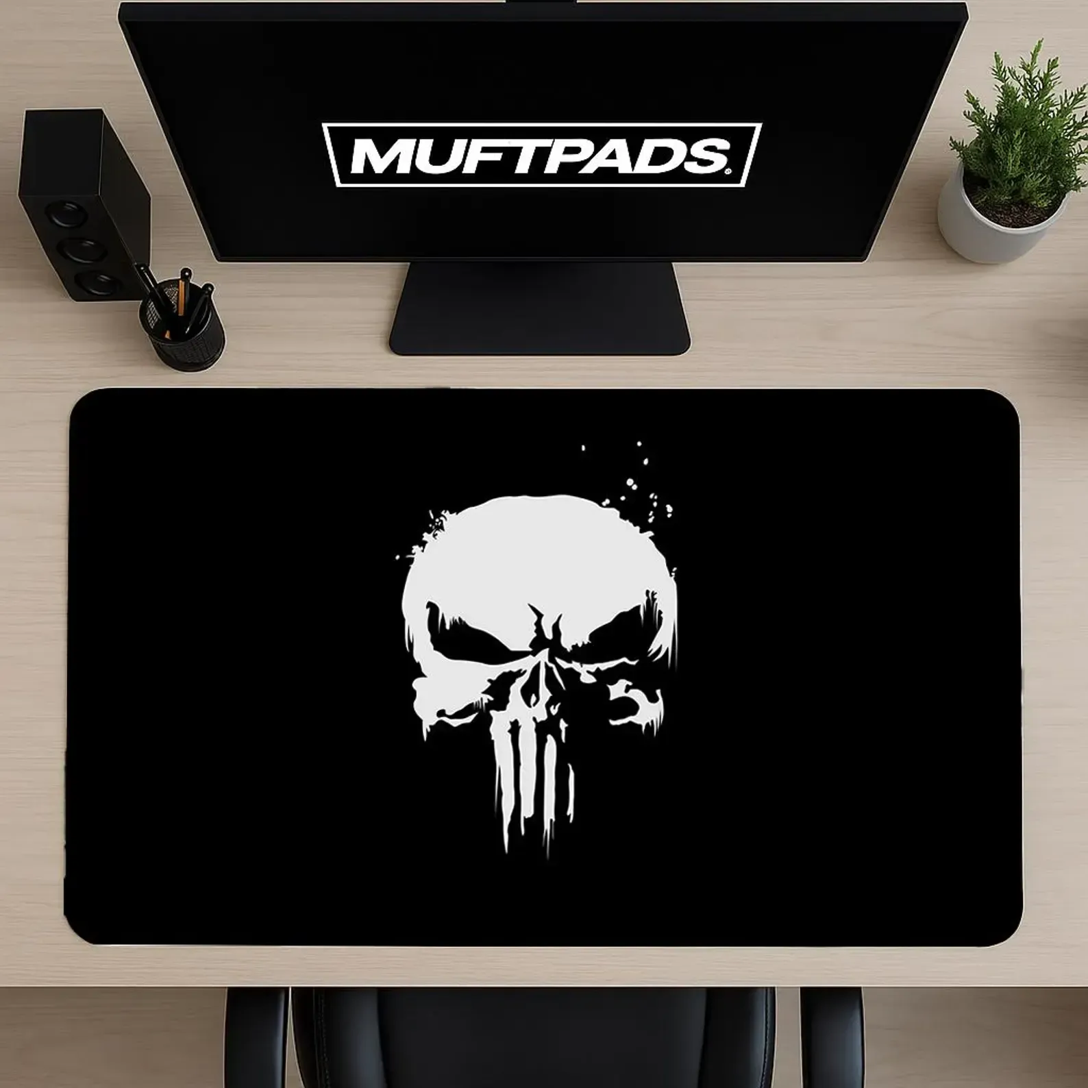 Punisher Skull Mouse Pad, Marvel Anti Hero Desk Mat, Dark Gaming Pad, Comic Fan Gift