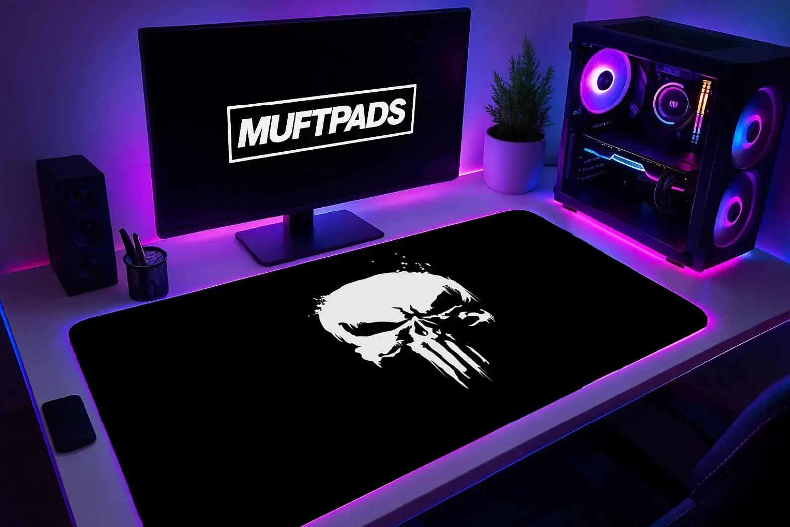 Punisher Skull Mouse Pad, Marvel Anti Hero Desk Mat, Dark Gaming Pad, Comic Fan Gift