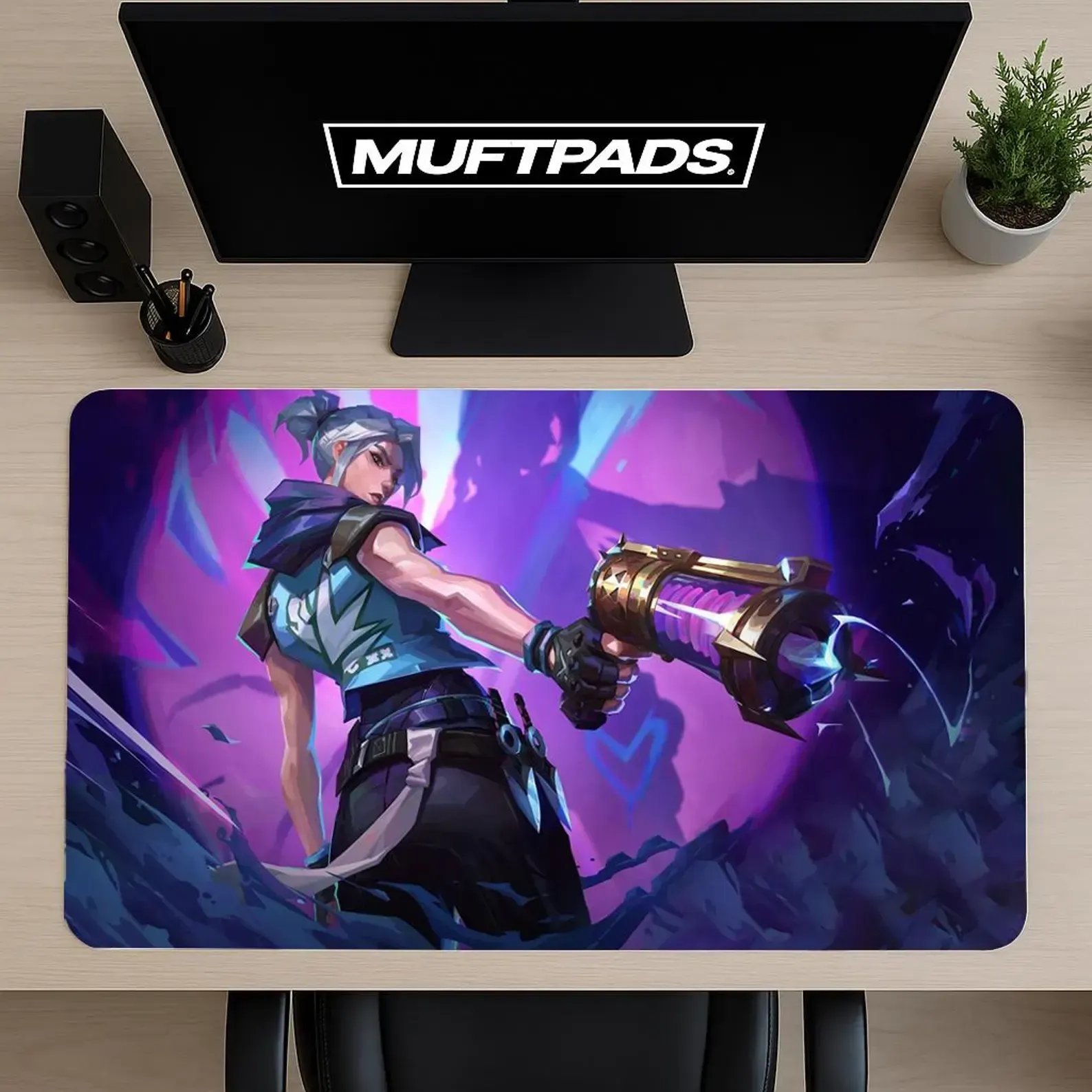 Jett Arcane Desk Mat – Anime Warrior Purple Gaming Mouse Pad