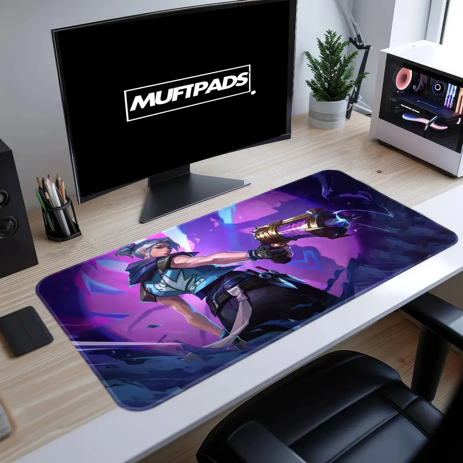 Jett Arcane Desk Mat – Anime Warrior Purple Gaming Mouse Pad