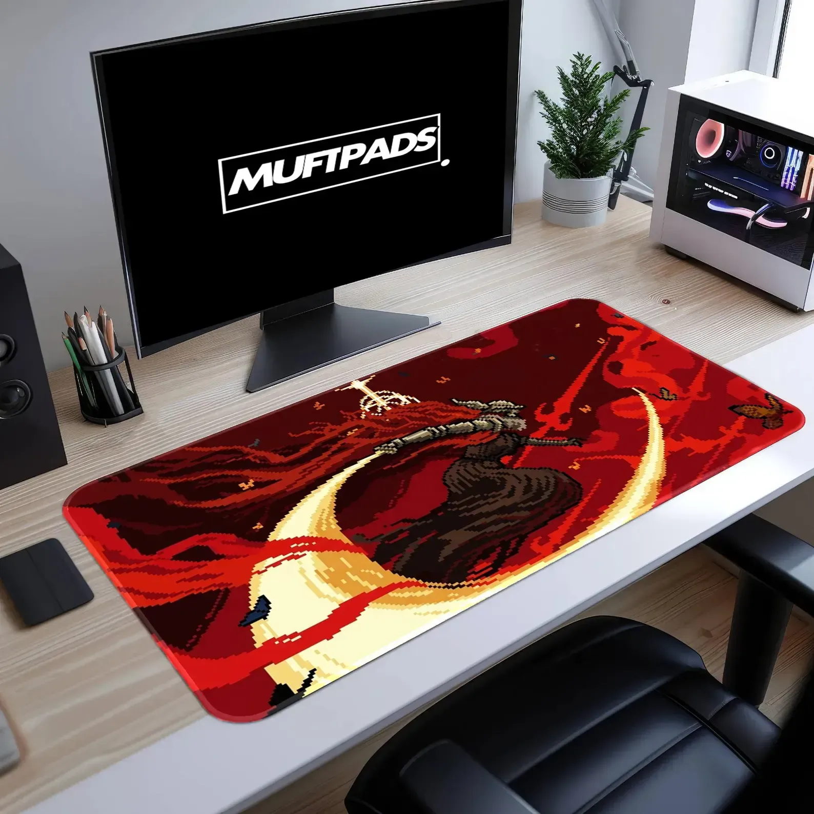 Malenia 8bit Desk Mat | Pixel Gaming Mouse Pad, Stitched Edge