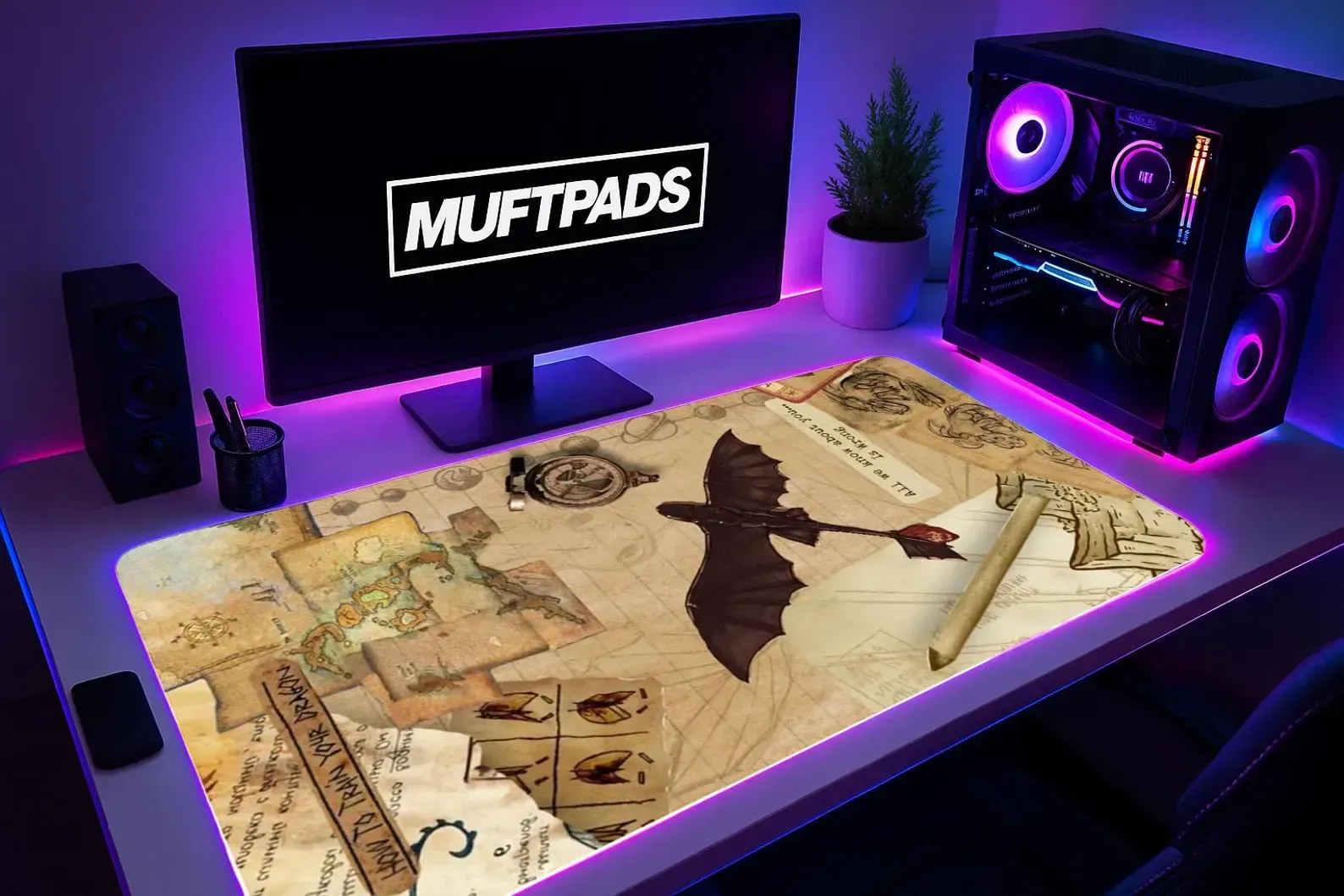 How to Train Your Dragon Desk Mat, Toothless Fantasy Gaming Mouse Pad