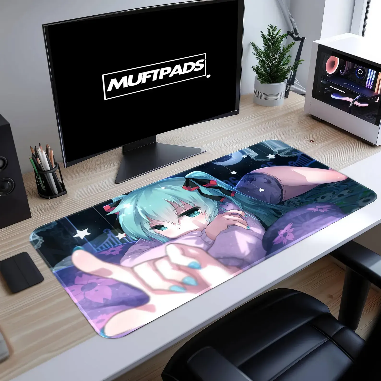 Waifu Anime Desk Mat | Kawaii Mouse Pad for Gaming Setup, Office Decor