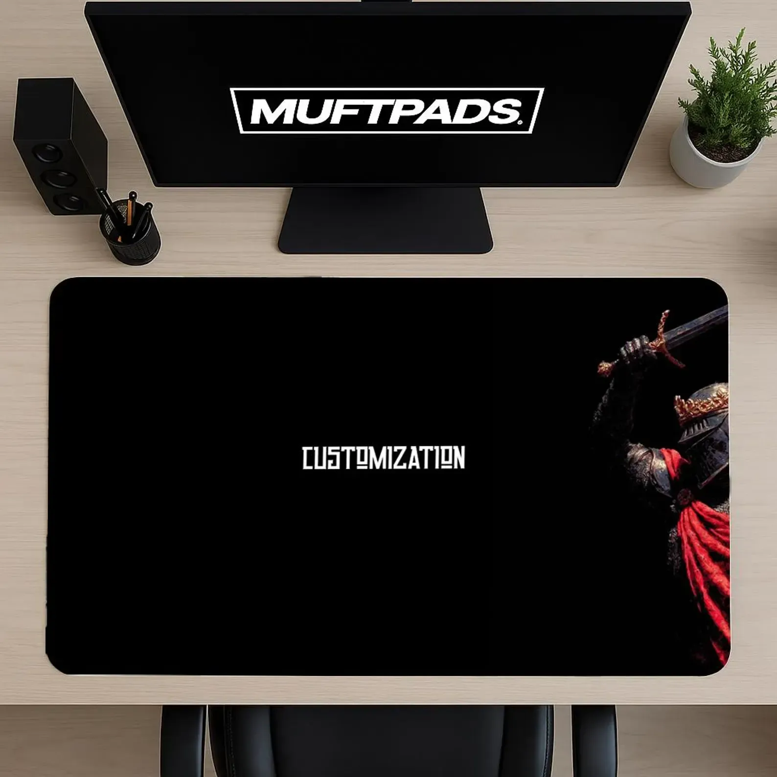 Custom Medieval Knight Desk Mat | Large Warrior Mouse Pad, Fantasy Armor Gaming Setup