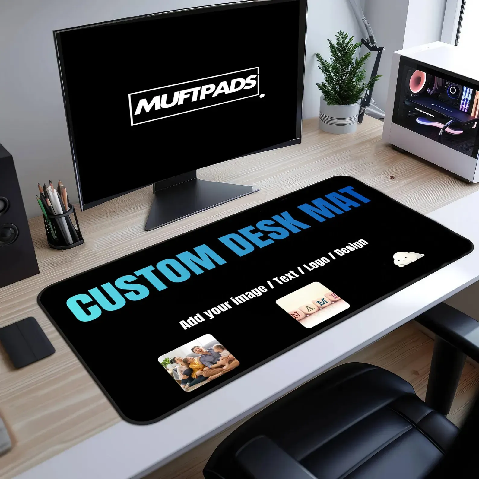 Custom Desk Mat, Personalized Photo Text Logo Mouse Pad, Office Decor