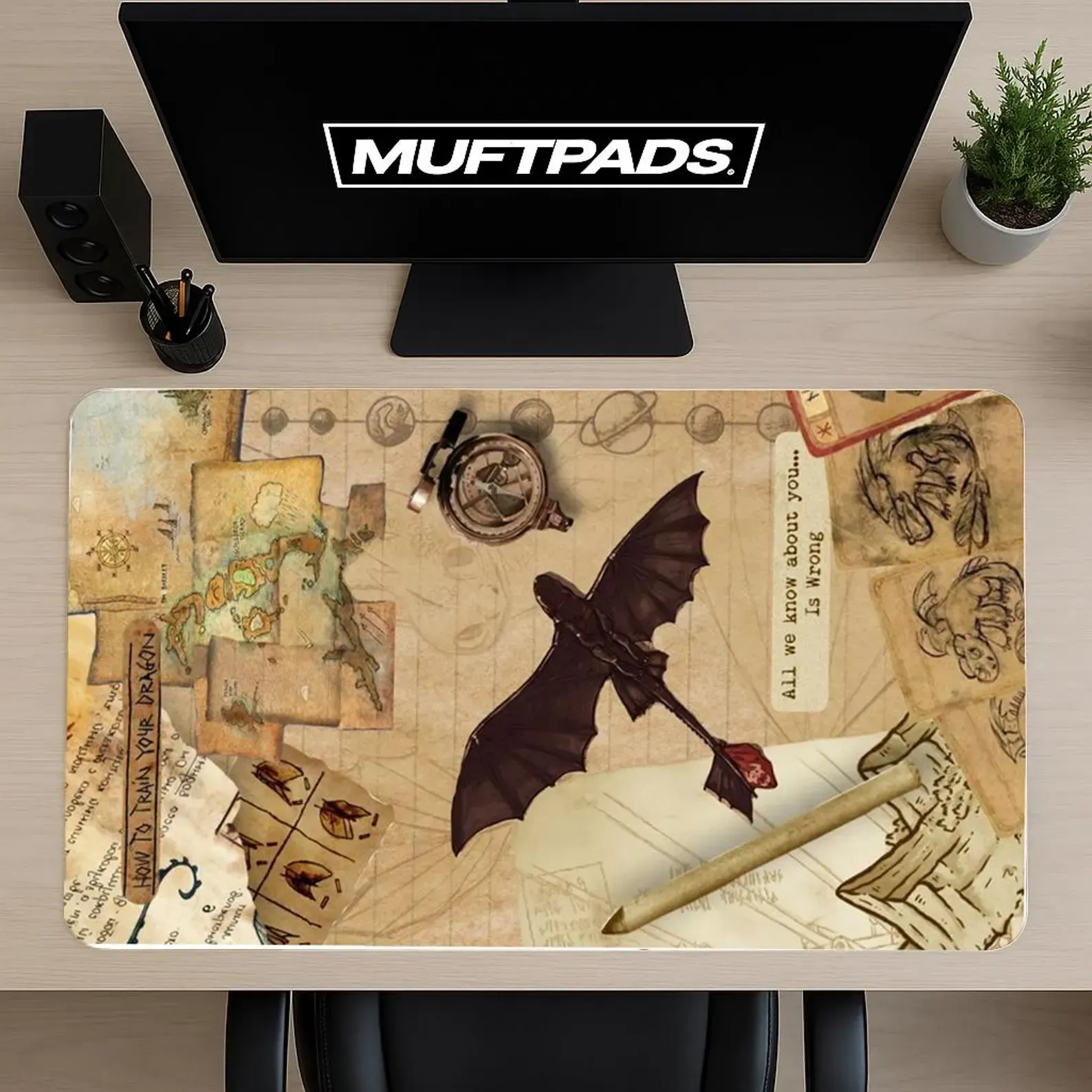 How to Train Your Dragon Desk Mat, Toothless Fantasy Gaming Mouse Pad
