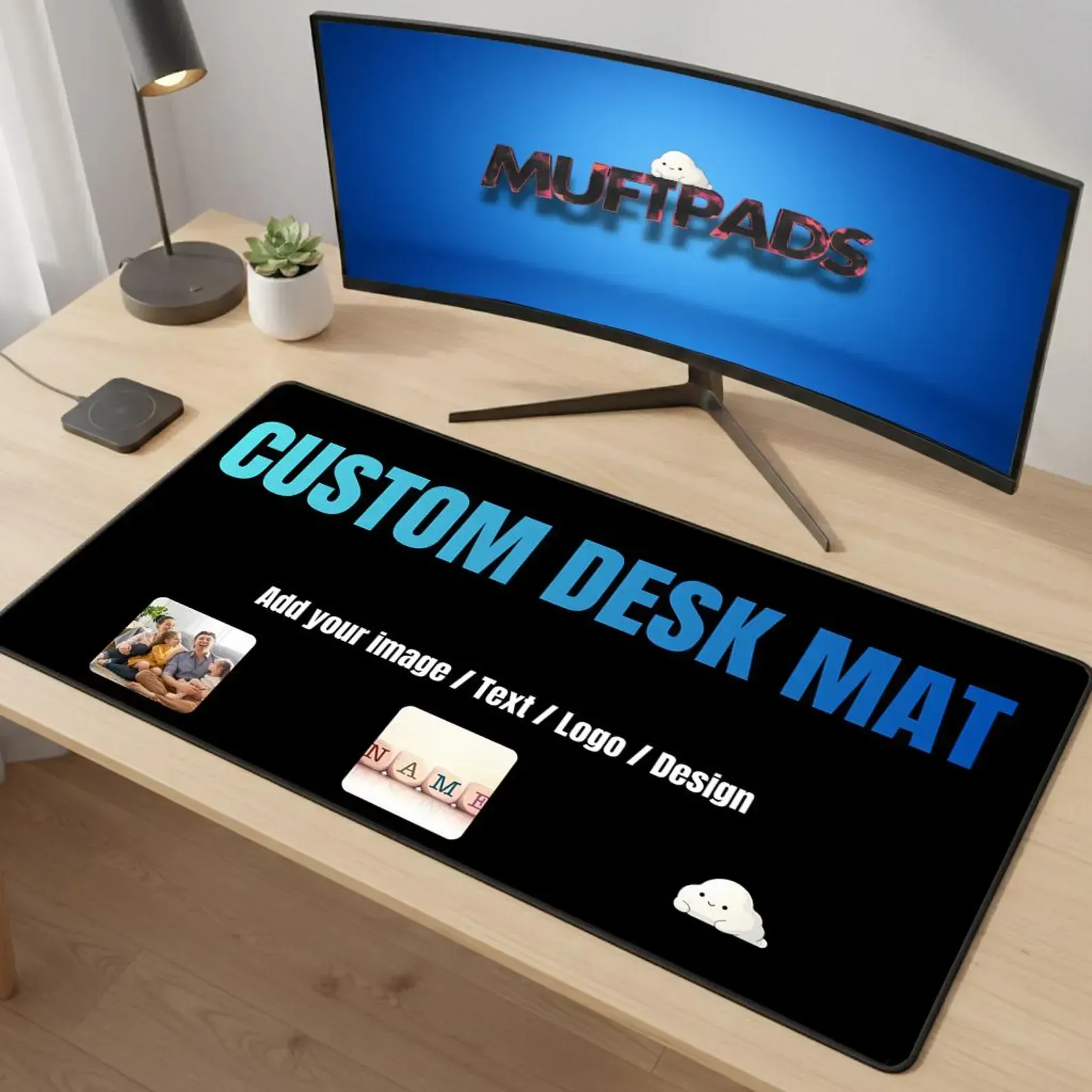 Custom Desk Mat, Personalized Photo Text Logo Mouse Pad, Office Decor