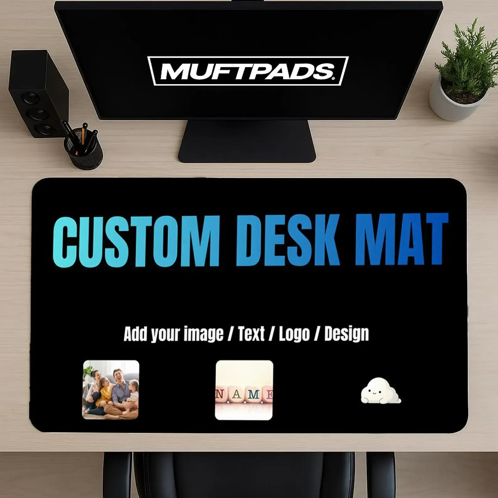 Custom Desk Mat, Personalized Photo Text Logo Mouse Pad, Office Decor