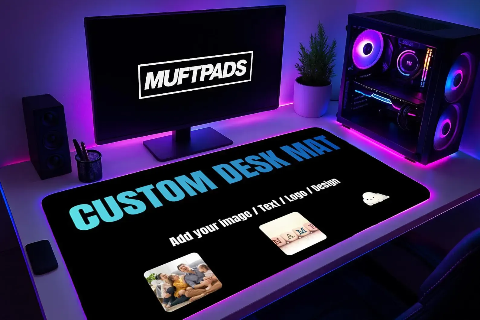 Custom Desk Mat, Personalized Photo Text Logo Mouse Pad, Office Decor