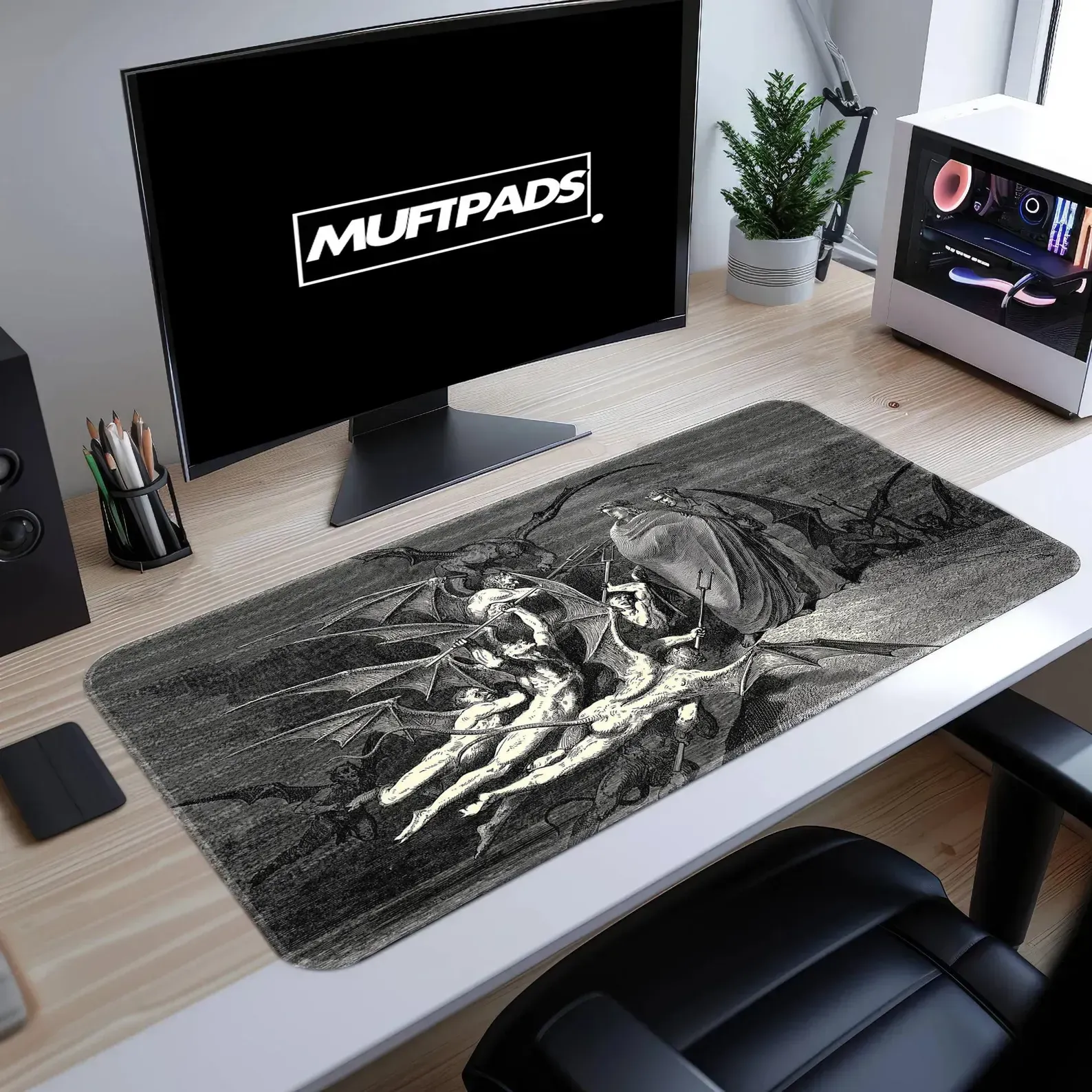 Dante's Inferno Desk Mat, Classic Literature Mouse Pad, Dark Academia Desk Setup