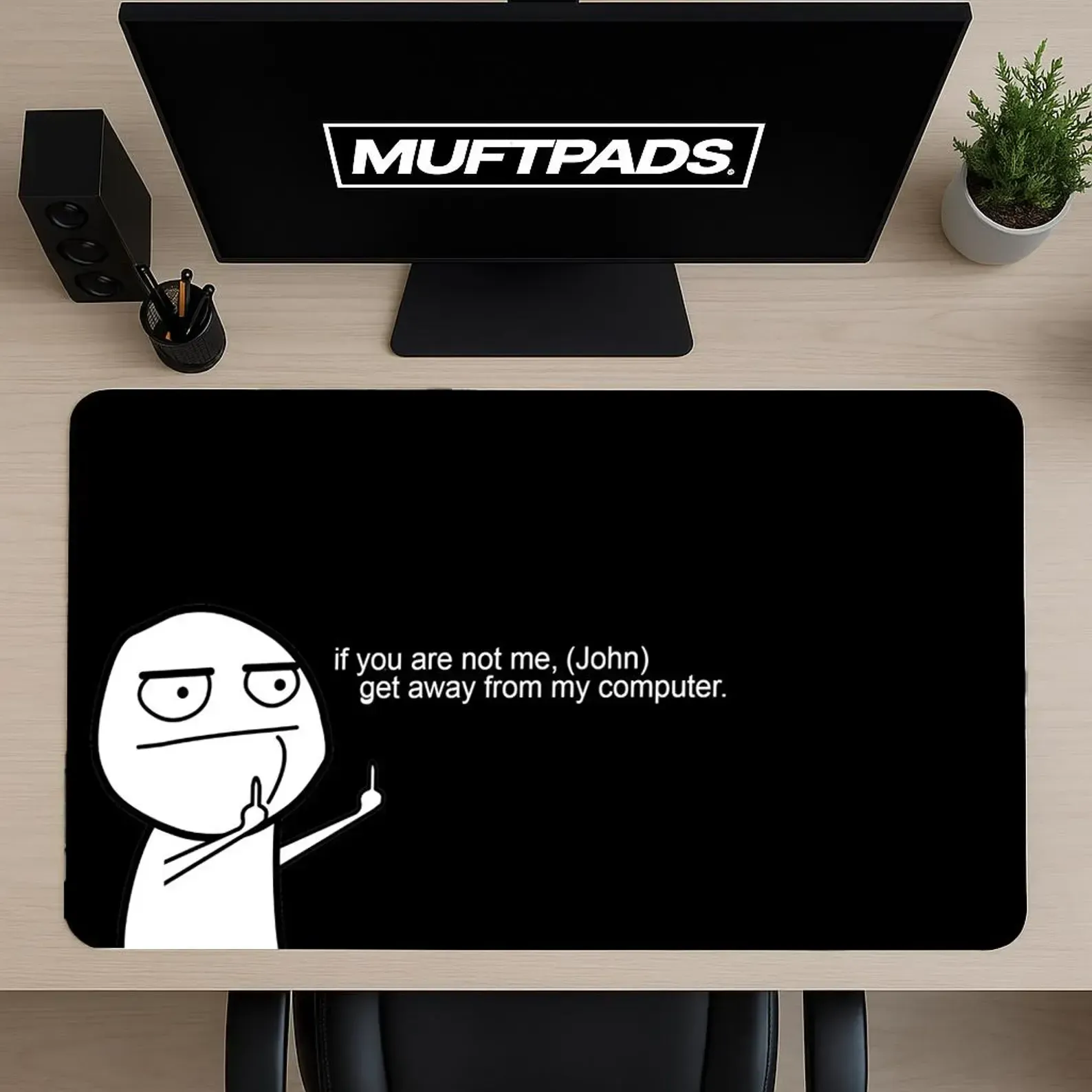 Custom Meme Desk Mat, Funny 'Get Away From My Computer' Gaming Pad