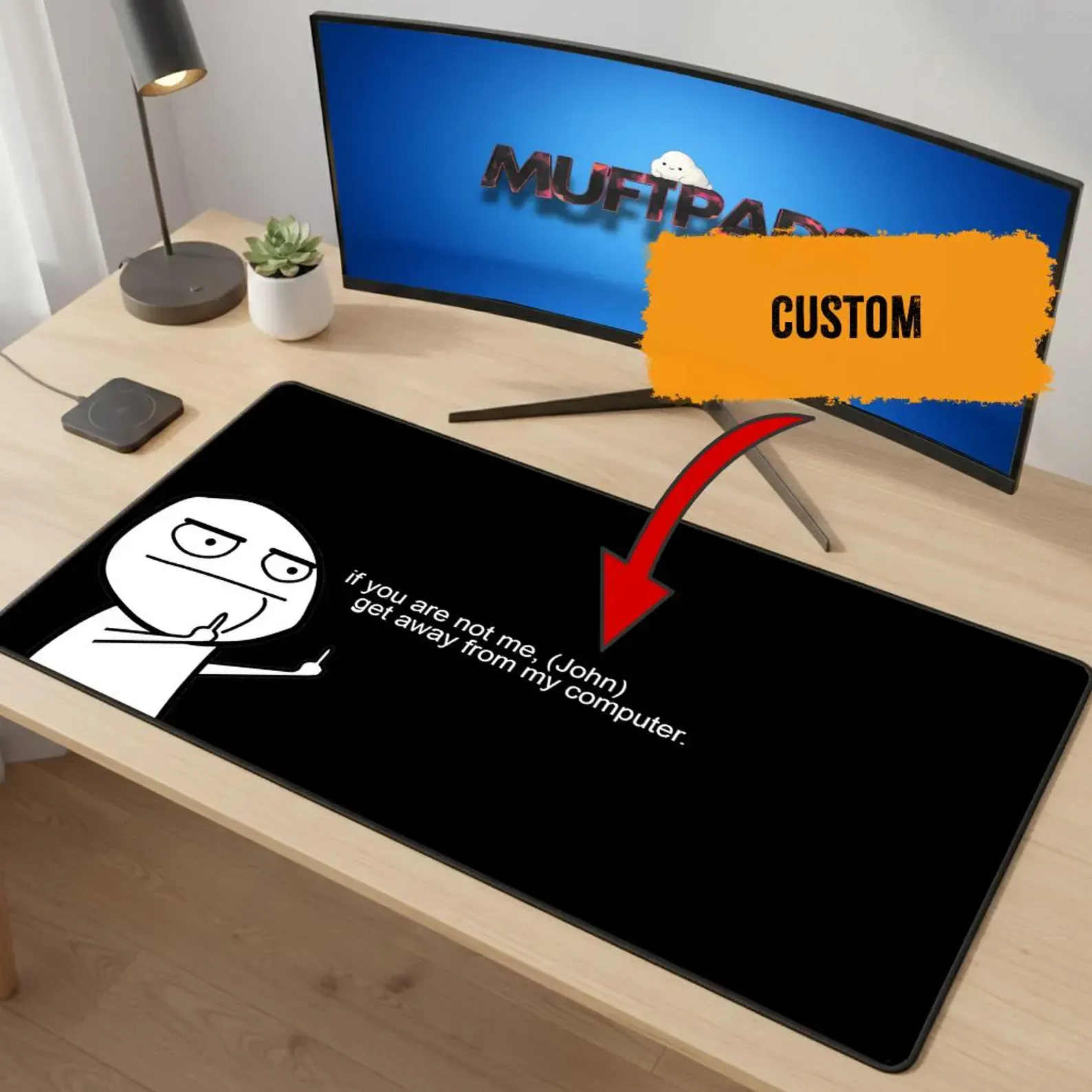 Custom Meme Desk Mat, Funny 'Get Away From My Computer' Gaming Pad