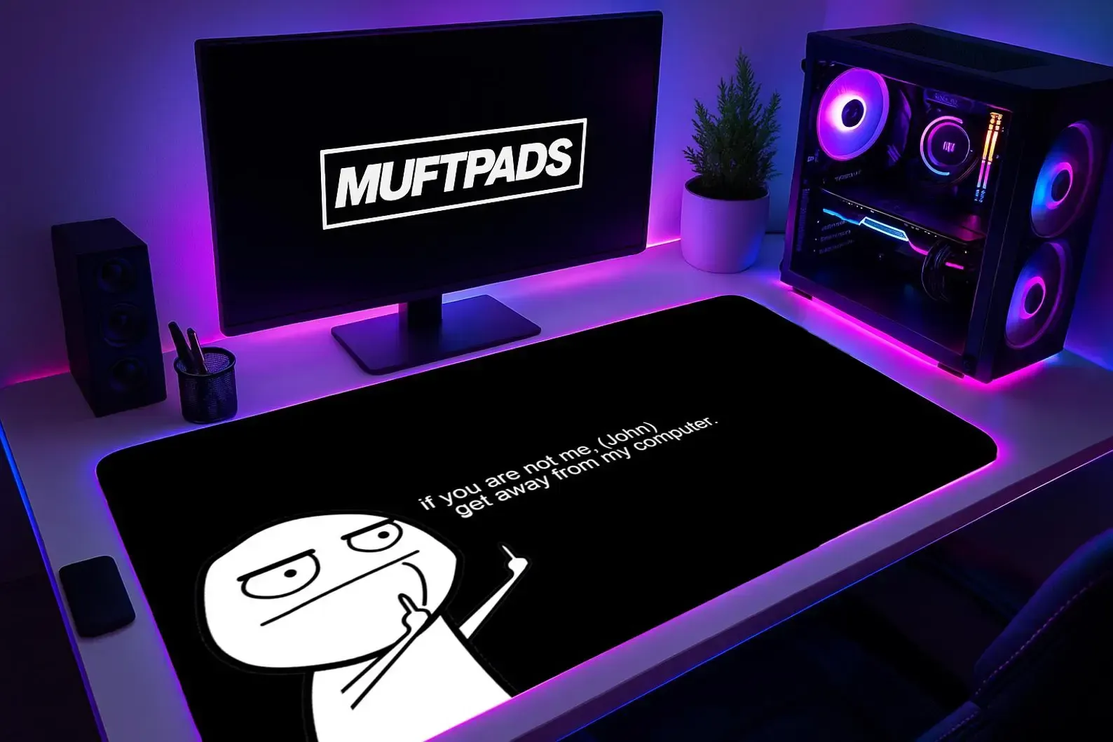 Custom Meme Desk Mat, Funny 'Get Away From My Computer' Gaming Pad