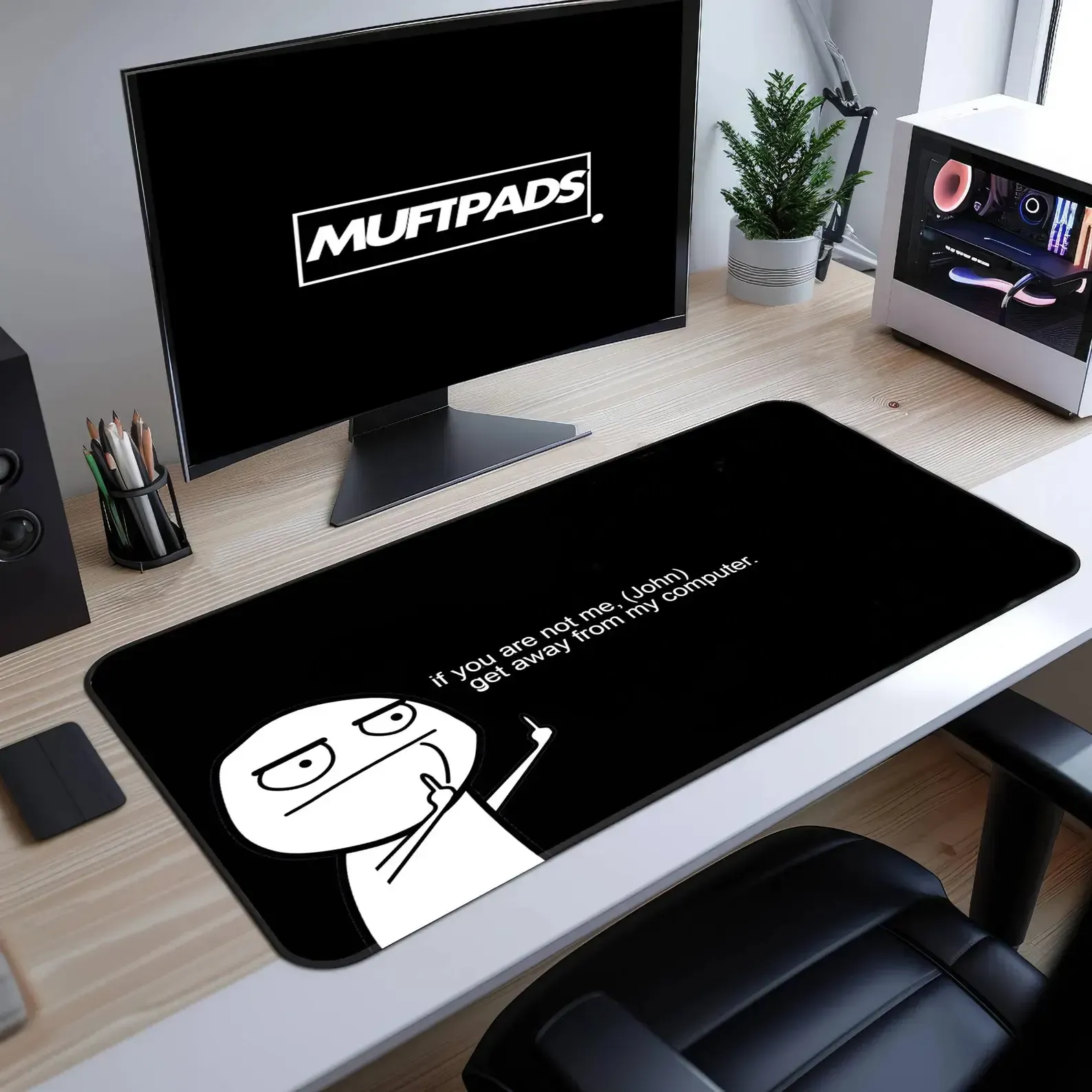 Custom Meme Desk Mat, Funny 'Get Away From My Computer' Gaming Pad