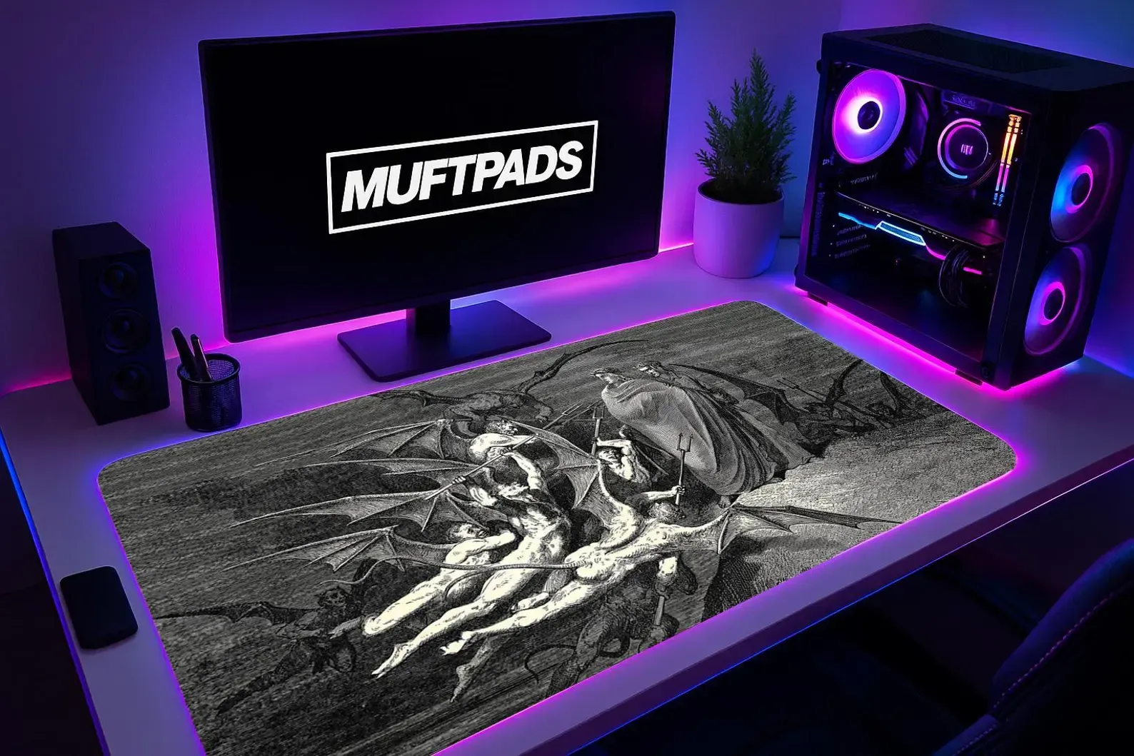 Dante's Inferno Desk Mat, Classic Literature Mouse Pad, Dark Academia Desk Setup