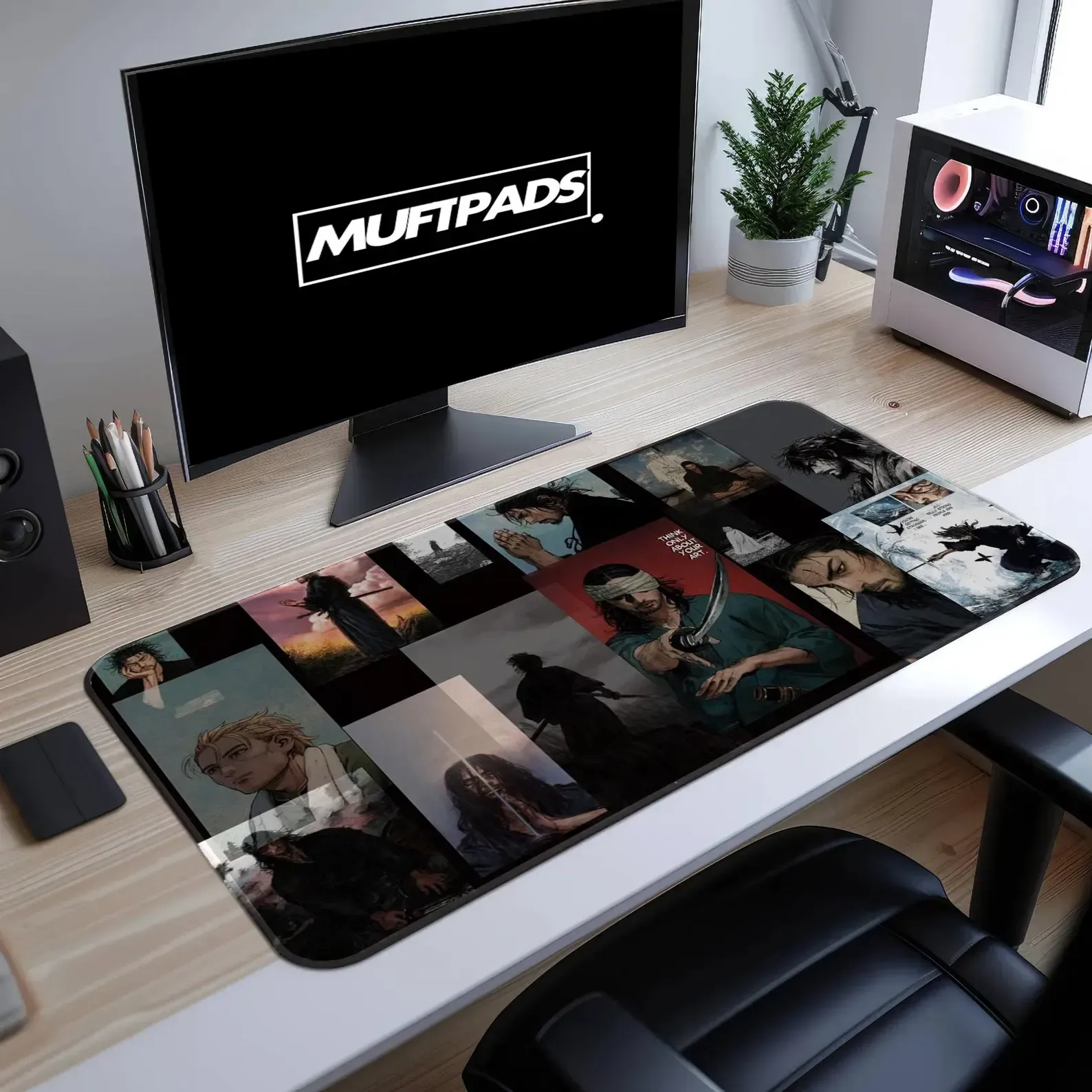 Vagabond Art Collage Desk Mat - Samurai Gaming Mouse Pad